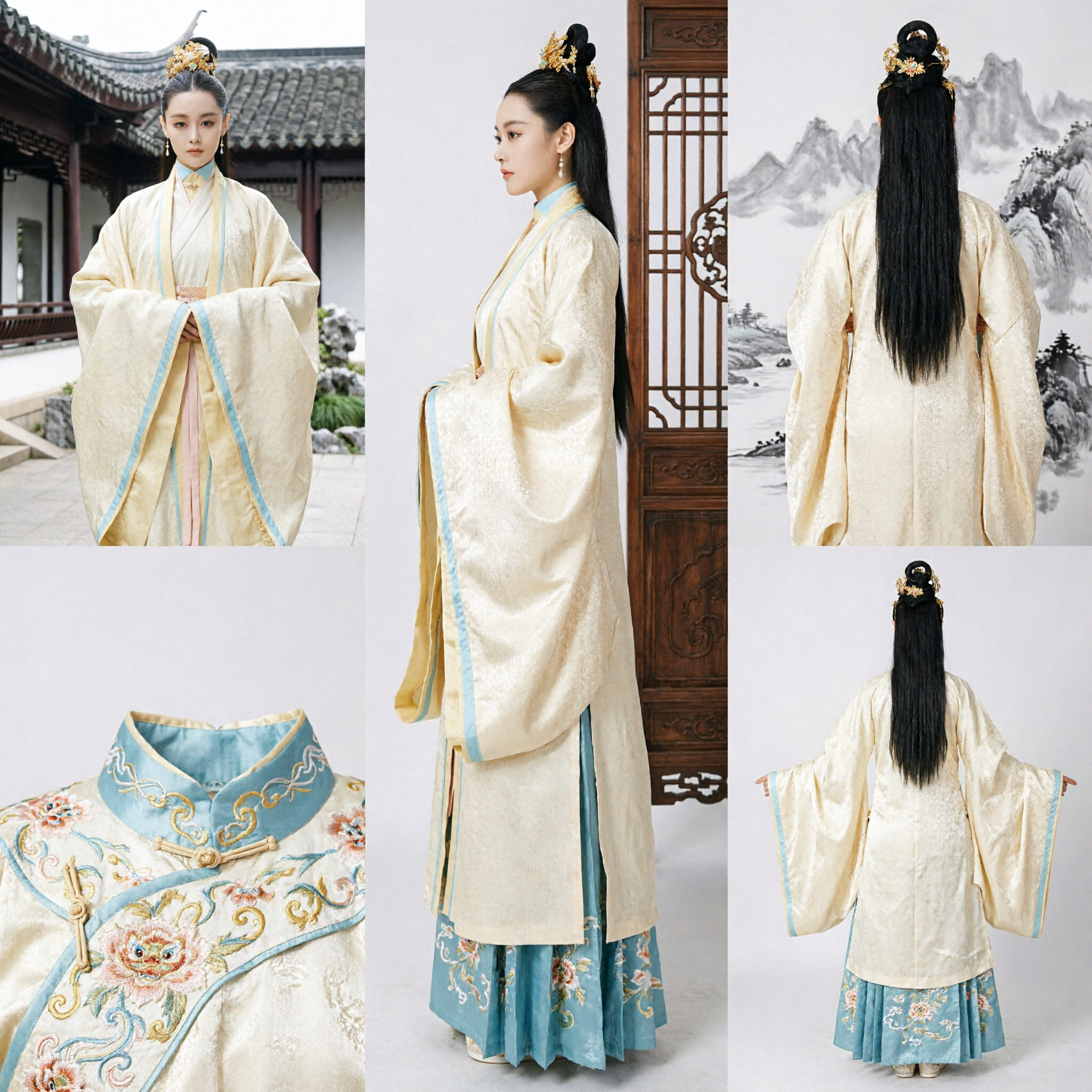 Tradycyjny Chiński Strój Hanfu dla Kobiet, Żółta Szata Starożytnej Damy Pałacowej, Historyczny Strój Cosplay - Asian Costume