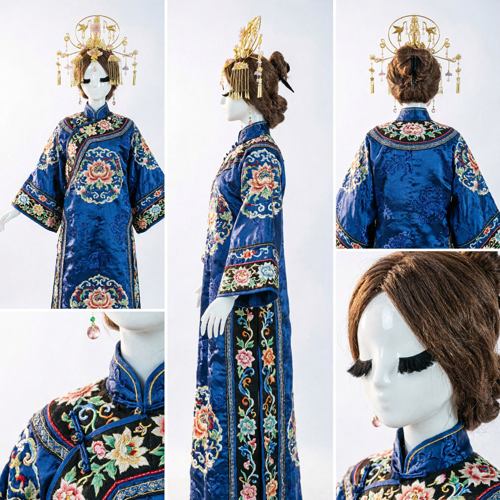 تاج العنقاء الصيني القديم المتقن - قطعة رأس ذهبية من الهانفو لحفلات زفاف العرائس وكوزبلاي الأميرات - Asian Costume