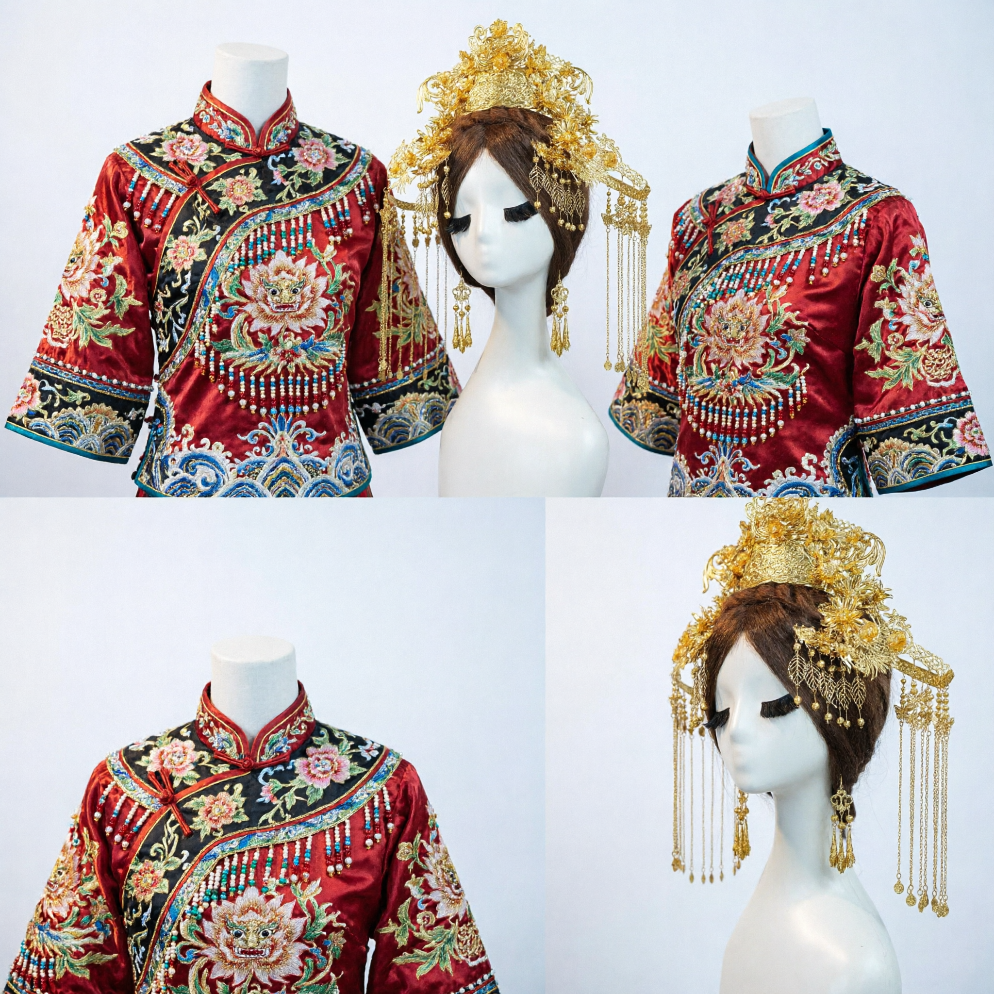 Tocado Dorado Tradicional Chino Exquisito, Corona de Cabello Antigua para Accesorios Hanfu de Novia y Cosplay - Asian Costume