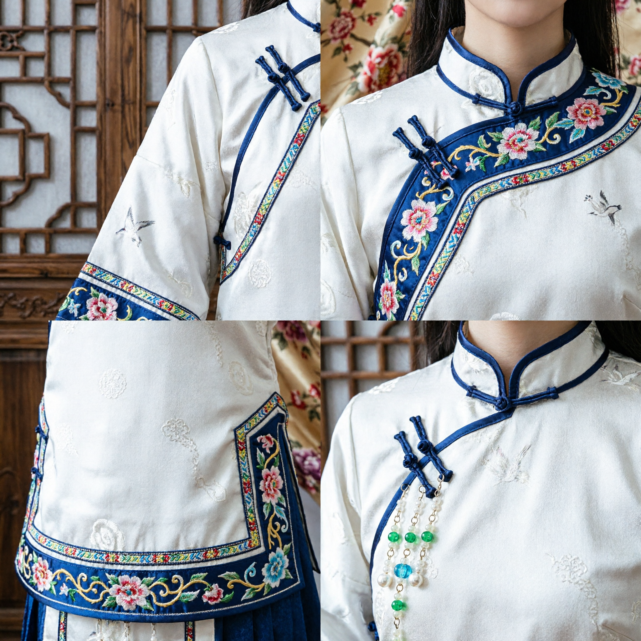 Fermaglio Hanfu tradizionale cinese, accessorio per capelli con fiore verde e nappe, antico copricapo per donne e spose - Asian Costume