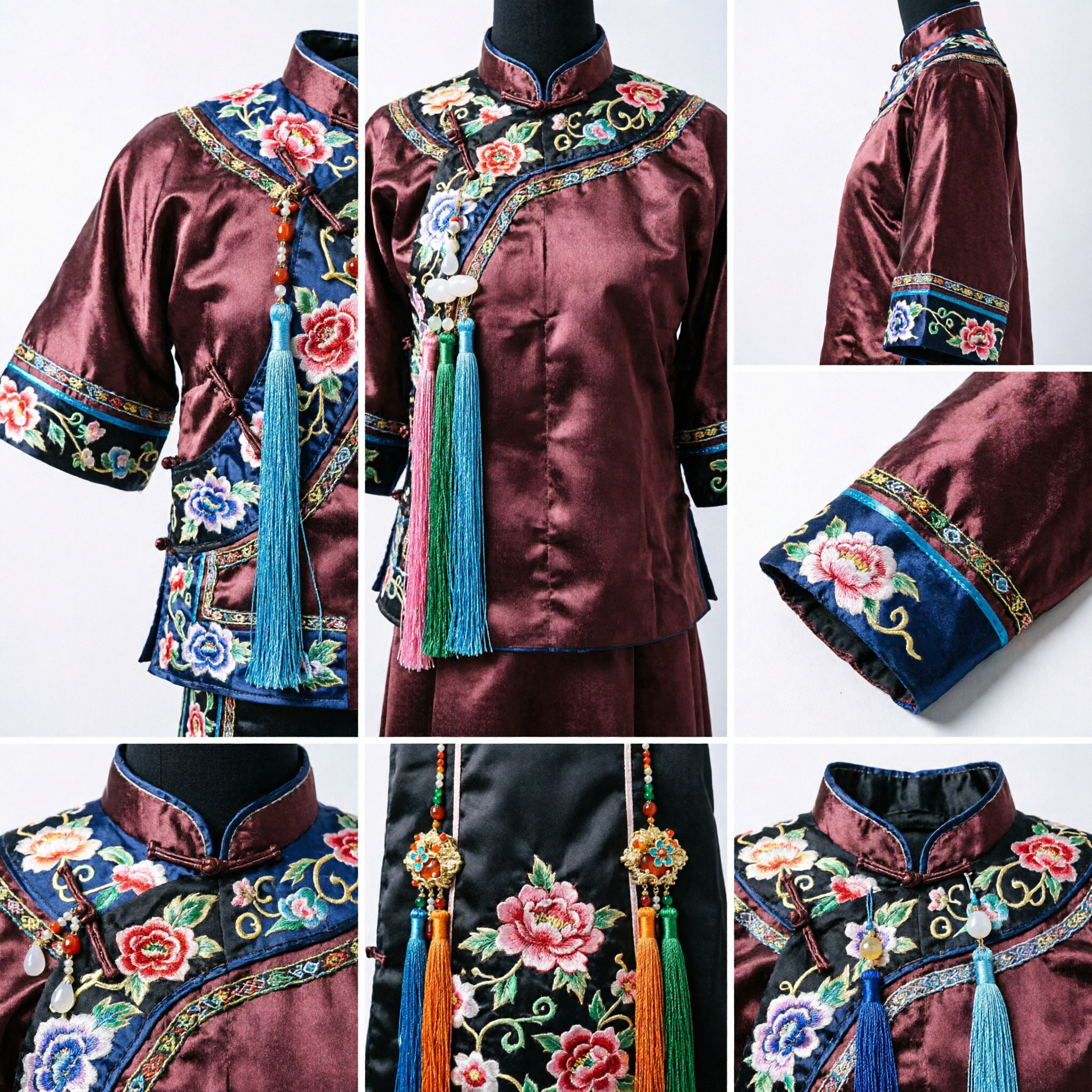 精巧な伝統的中国風 漢服かんざし 金細工花飾りヘッドピース 赤瑪瑙と房飾り付き ブライダル衣装用 - Asian Costume