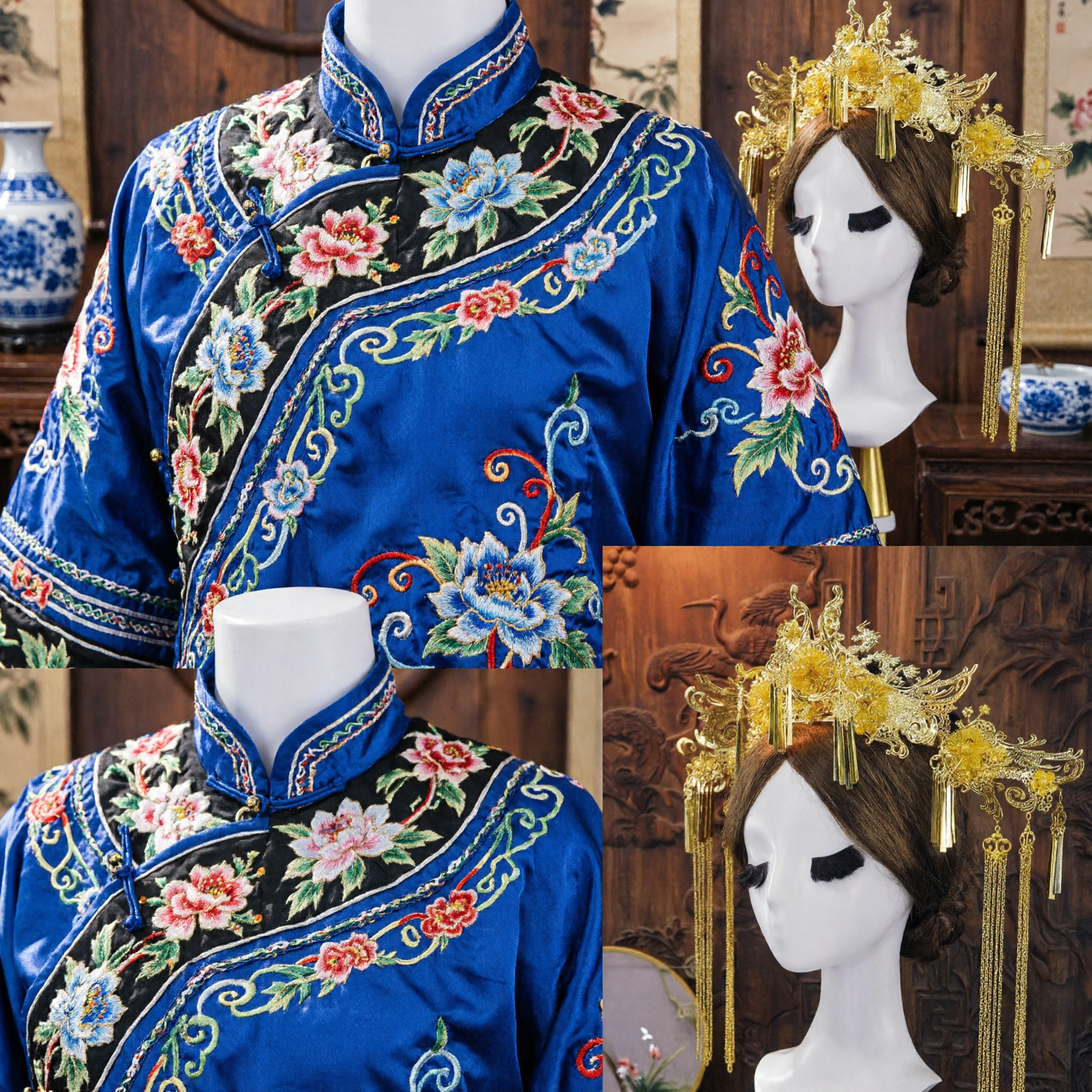 Couronne phénix dorée traditionnelle chinoise, accessoire capillaire ancien, parure Hanfu de mariée avec franges - Asian Costume