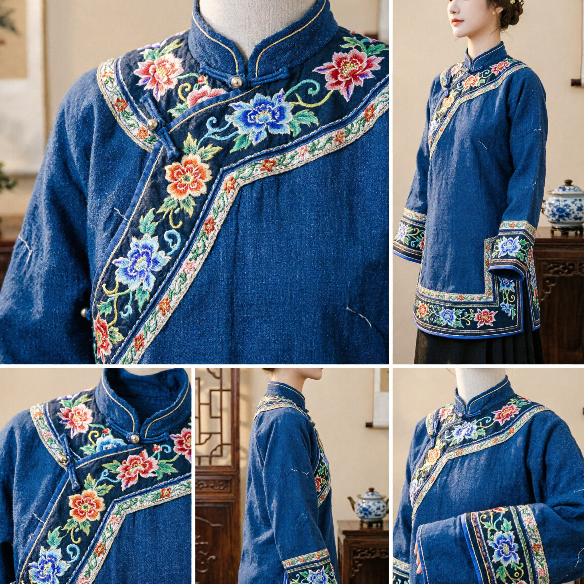 Starożytne chińskie niebieskie filigranowe szpilki do włosów Tradycyjne nakrycie głowy Hanfu w stylu pałacowym Spinki do włosów dla kobiet na wesele i cosplay - Asian Costume