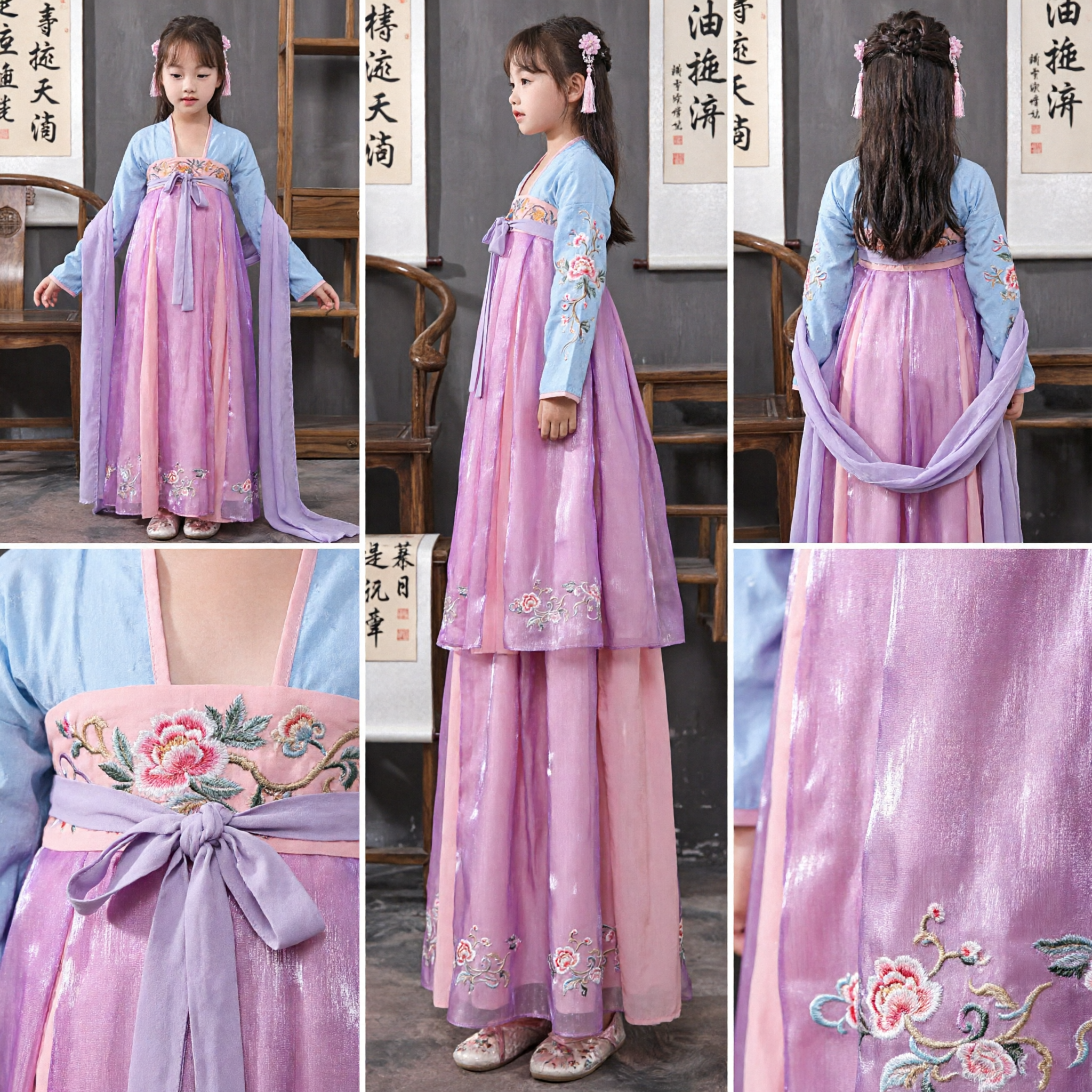 Vestido de Hada de la Dinastía Tang Hanfu Tradicional Chino para Niñas Traje Antiguo para Danza - Asian Costume