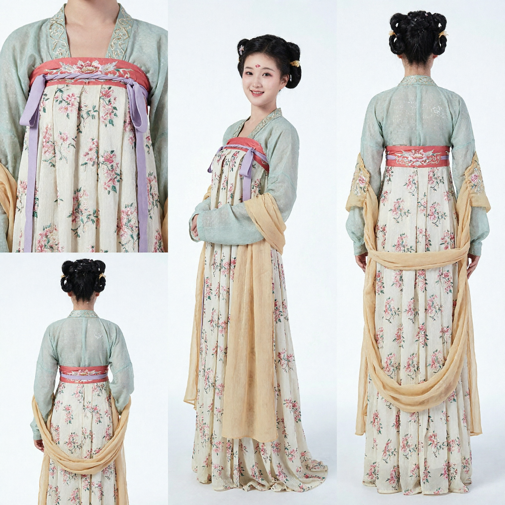 Costume Hanfu dell'Antica Dinastia Tang Stampa Floreale Qixiong Ruqun Abito Tradizionale per Donne per Spettacoli - Asian Costume