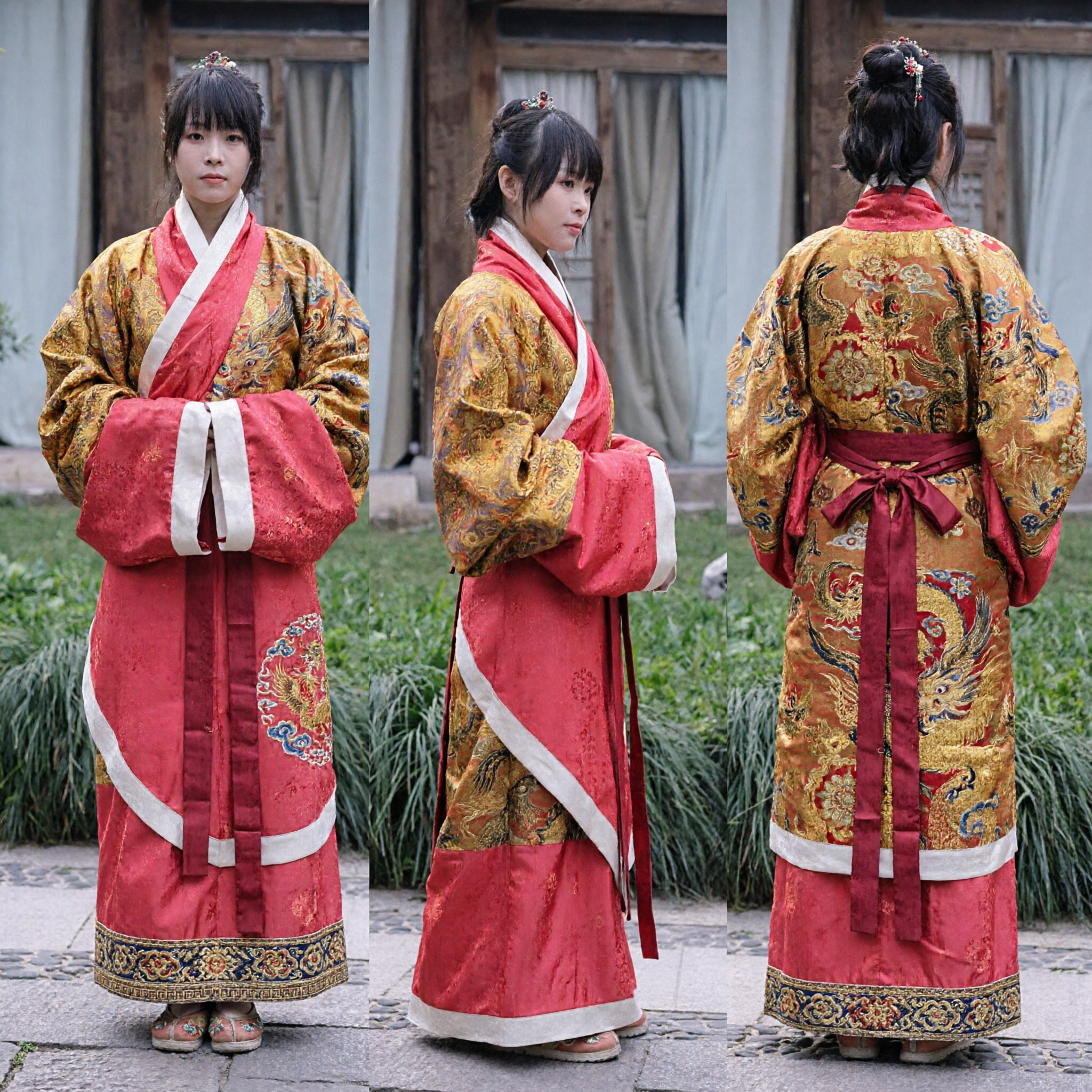 Elegant Red and Gold Traditional Chinese Hanfu Ancient Costume for Women Historical Cosplay Dress - Asian Costume