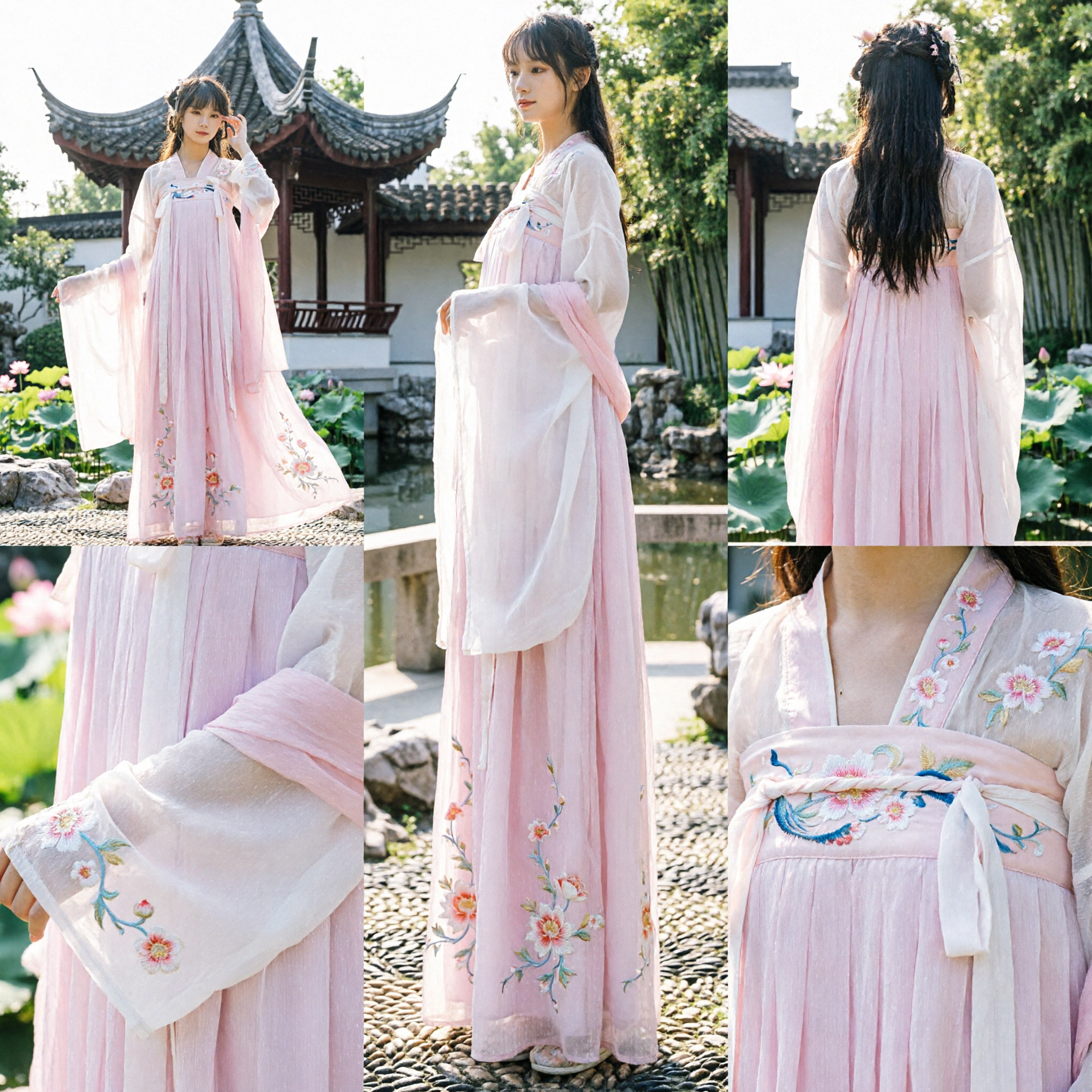 Ancient Chinese Hanfu Pink Fairy Dress with Butterfly Wings Embroidered Traditional Costume for Women Performance - Asian Costume