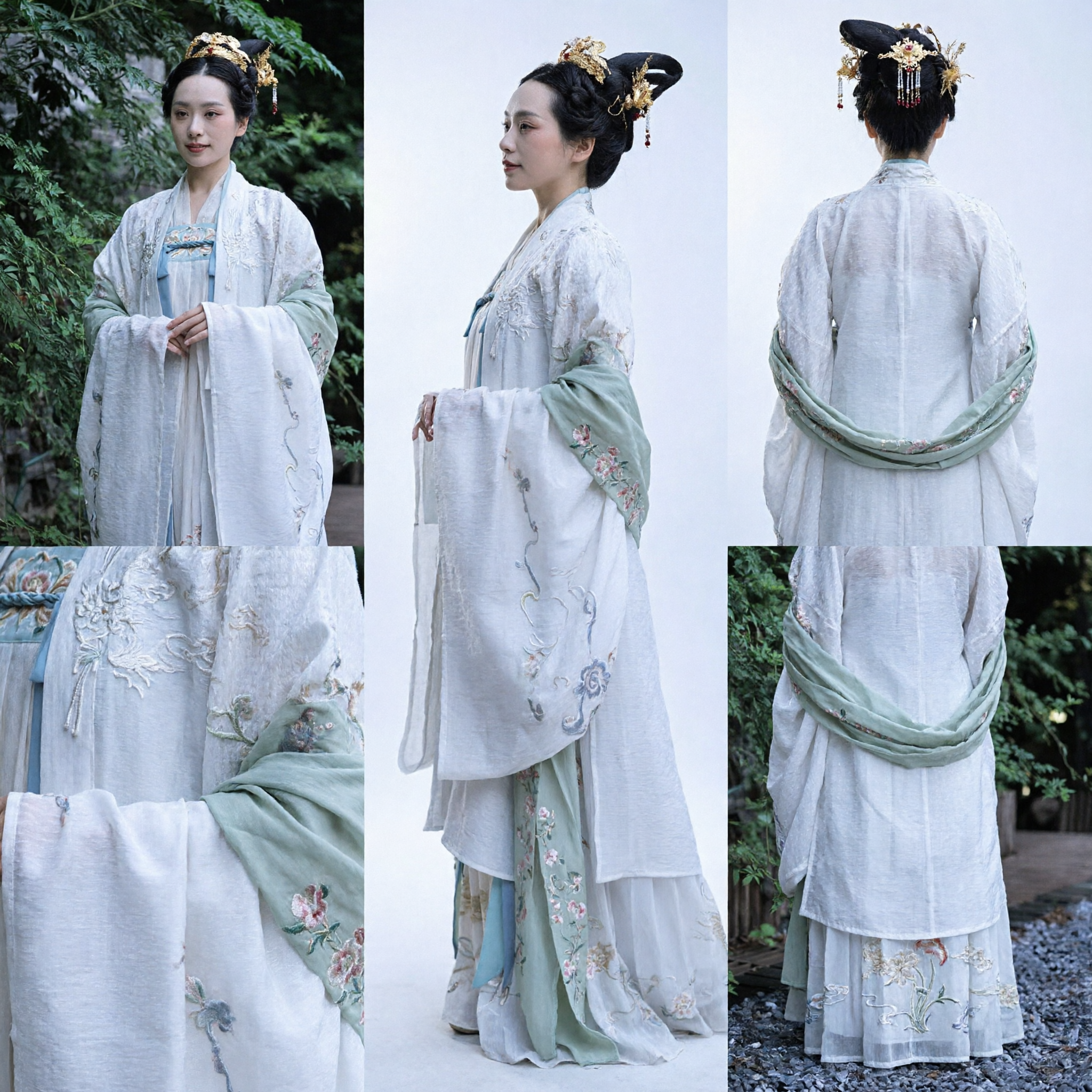 Traditionelles chinesisches Hanfu-Kostüm antikes Palastdamenkleid Wei-Jin-Dynastie besticktes weiter Ärmel-Outfit für Frauen - Asian Costume