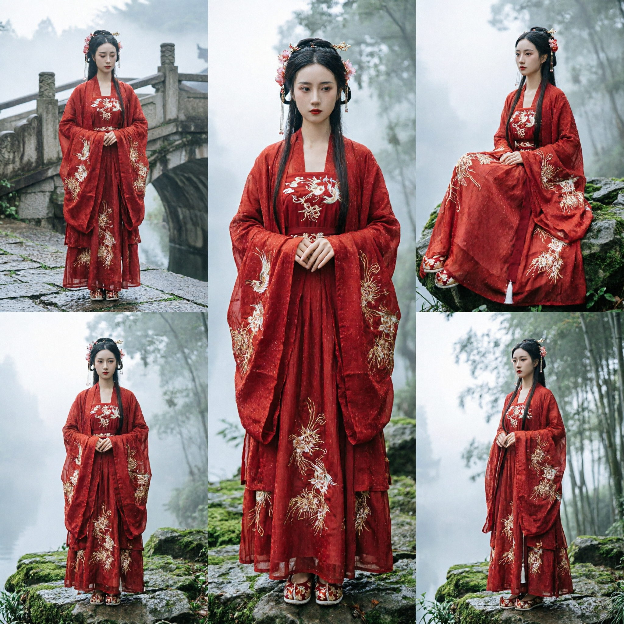 Chinese Traditionele Rode Hanfu Trouwjurk Oude Tang Dynastie Prinses Kostuum Compleet Set voor Vrouwen - Asian Costume