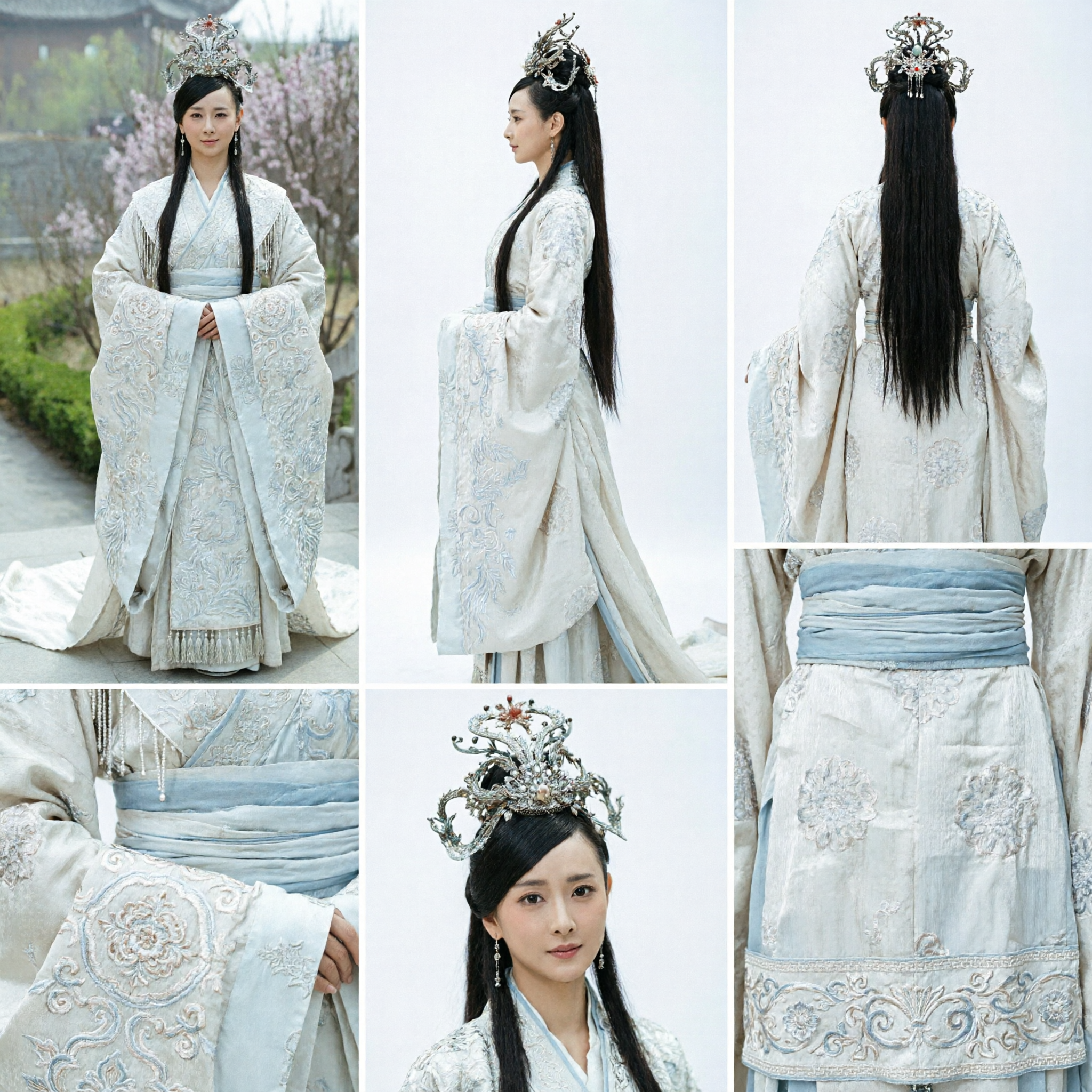 Elegancki Biały Starożytny Chiński Strój Hanfu Tradycyjna Haftowana Suknia Wróżkowej Księżniczki dla Kobiet na Cosplay - Asian Costume