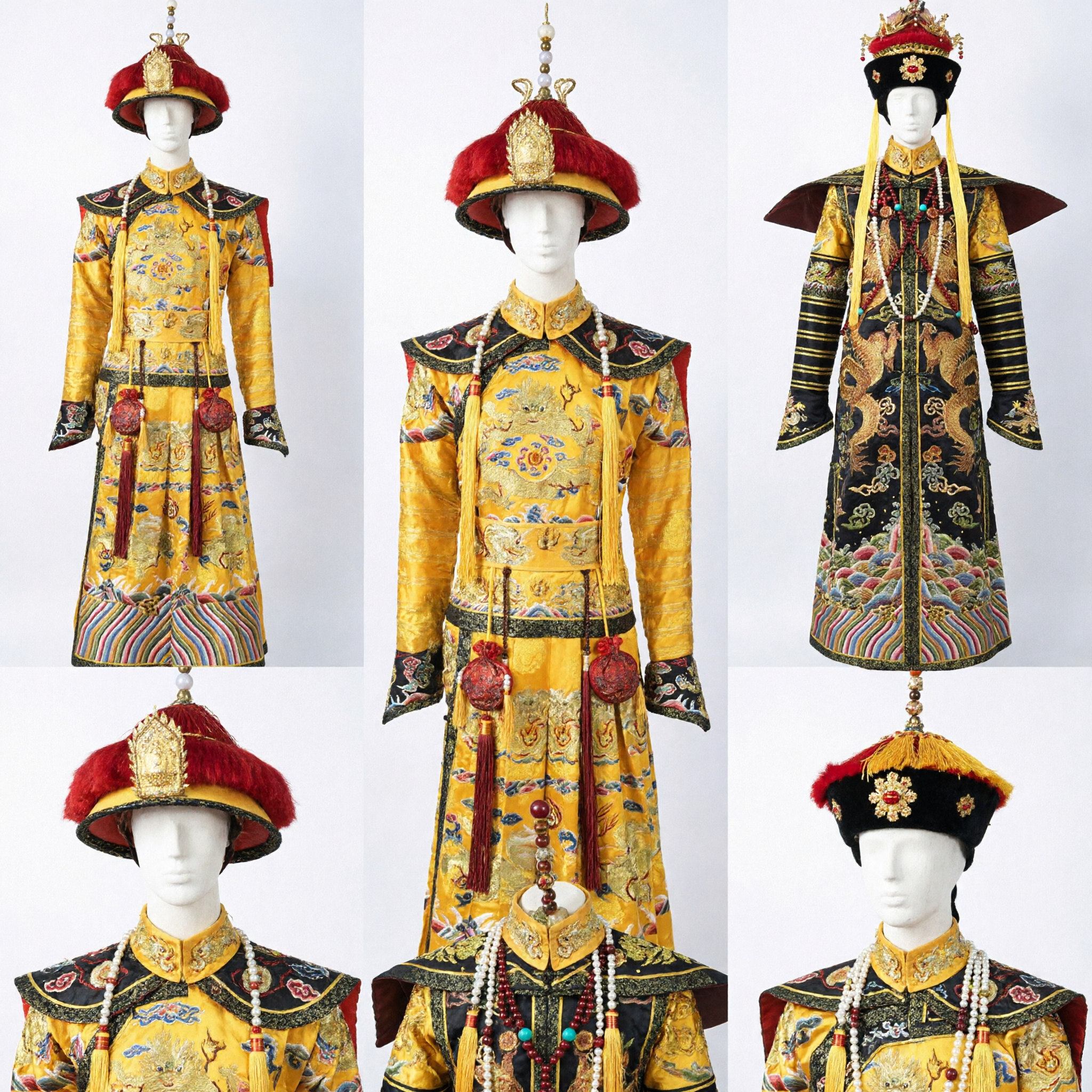 Conjunto de Vestimenta de Robe Dragão do Imperador e Imperatriz Imperial Chinês Tradicional, Traje de Corte da Dinastia Qing para Cosplay - Asian Costume