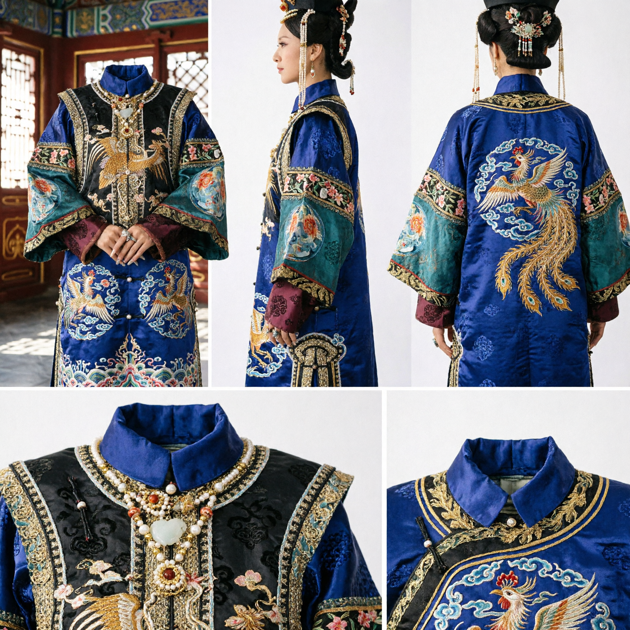 Conjunto de Traje Tradicional Chino de Emperatriz de la Dinastía Qing, Túnica y Tocado de Dama de Palacio Antigua para Mujeres, Cosplay y Actuaciones - Asian Costume