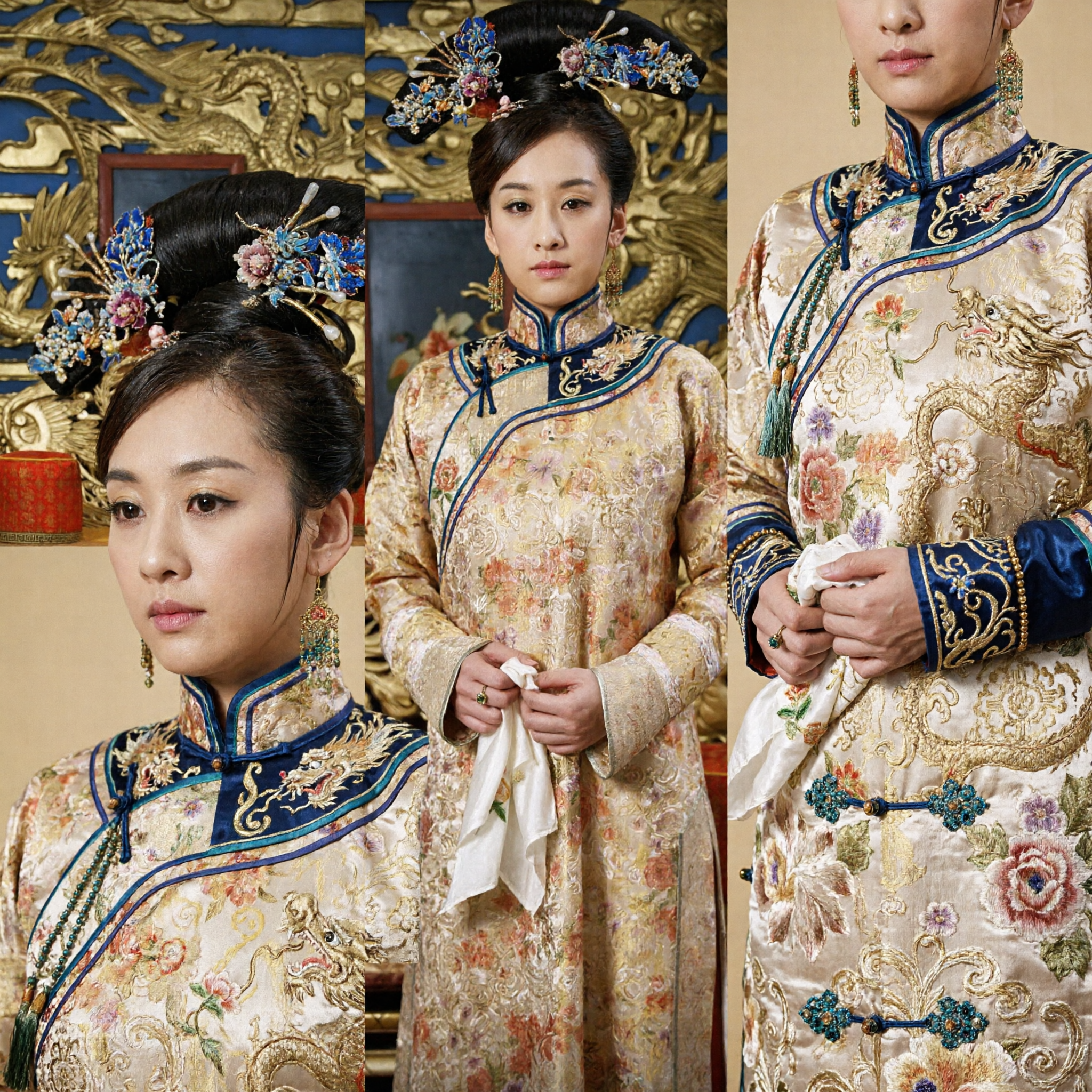 زي سيدة قصر أسرة تشينغ الصينية التقليدي - رداء إمبراطورة قديم للنساء لعروض تنكر الكوزبلاي - Asian Costume