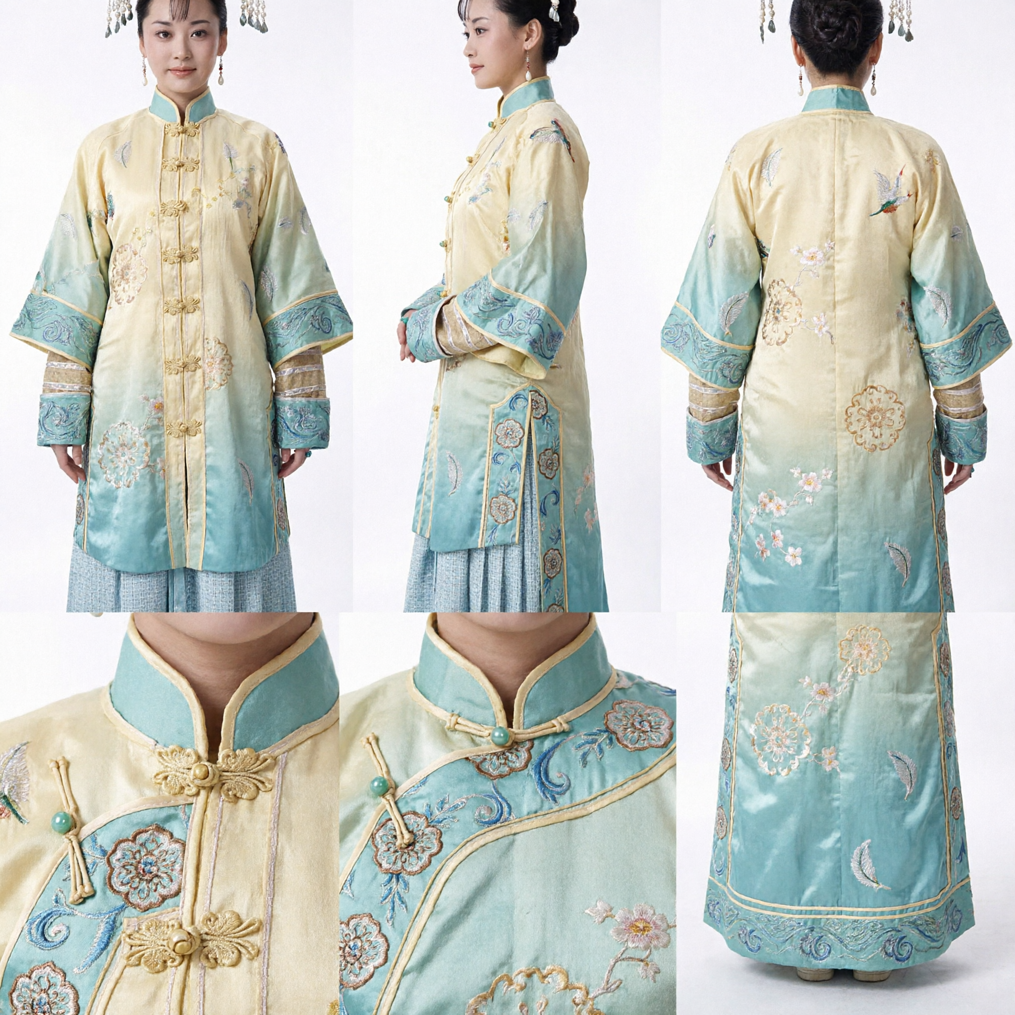 Traje Tradicional Chino de la Dinastía Qing para Princesa Manchú, Túnica Amarilla Bordada para Mujer, Cosplay y Actuación - Asian Costume