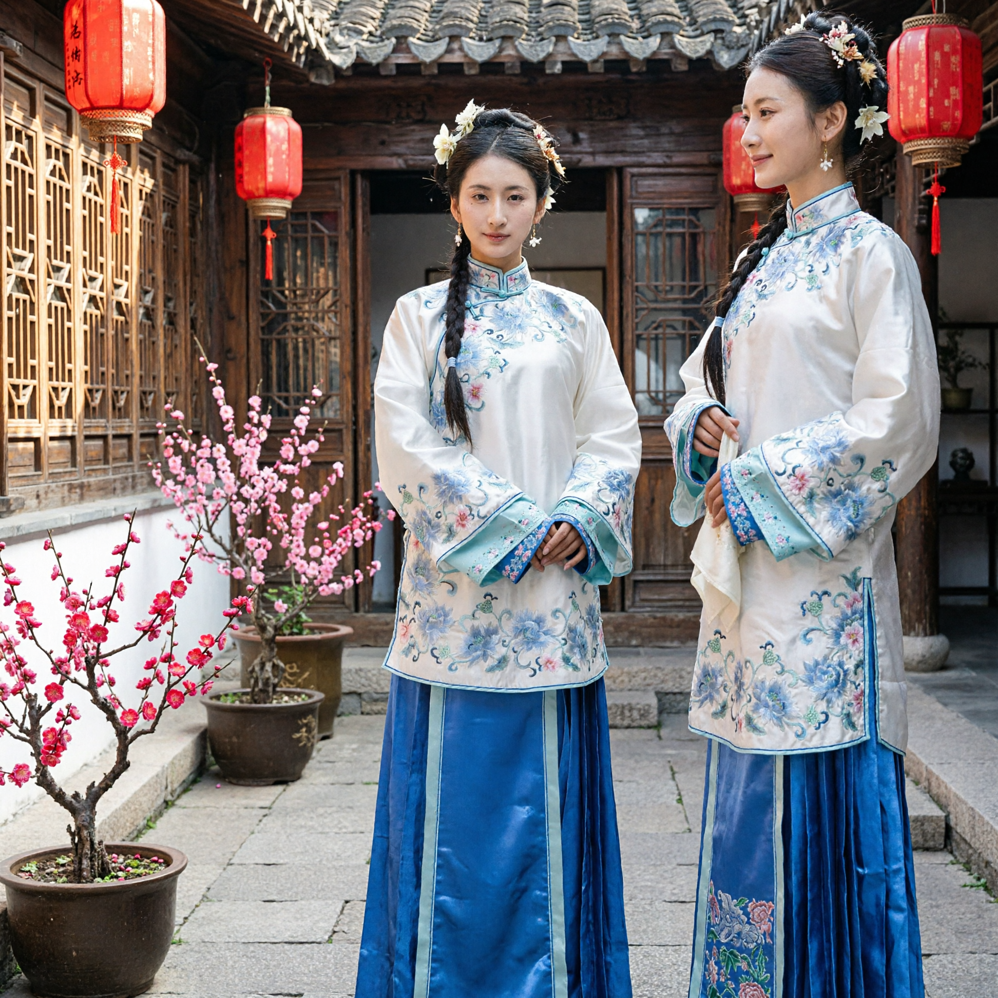 Traditional Chinese Qing Dynasty Manchu Embroidered Costume for Women Historical Cosplay Performance Outfit - Asian Costume