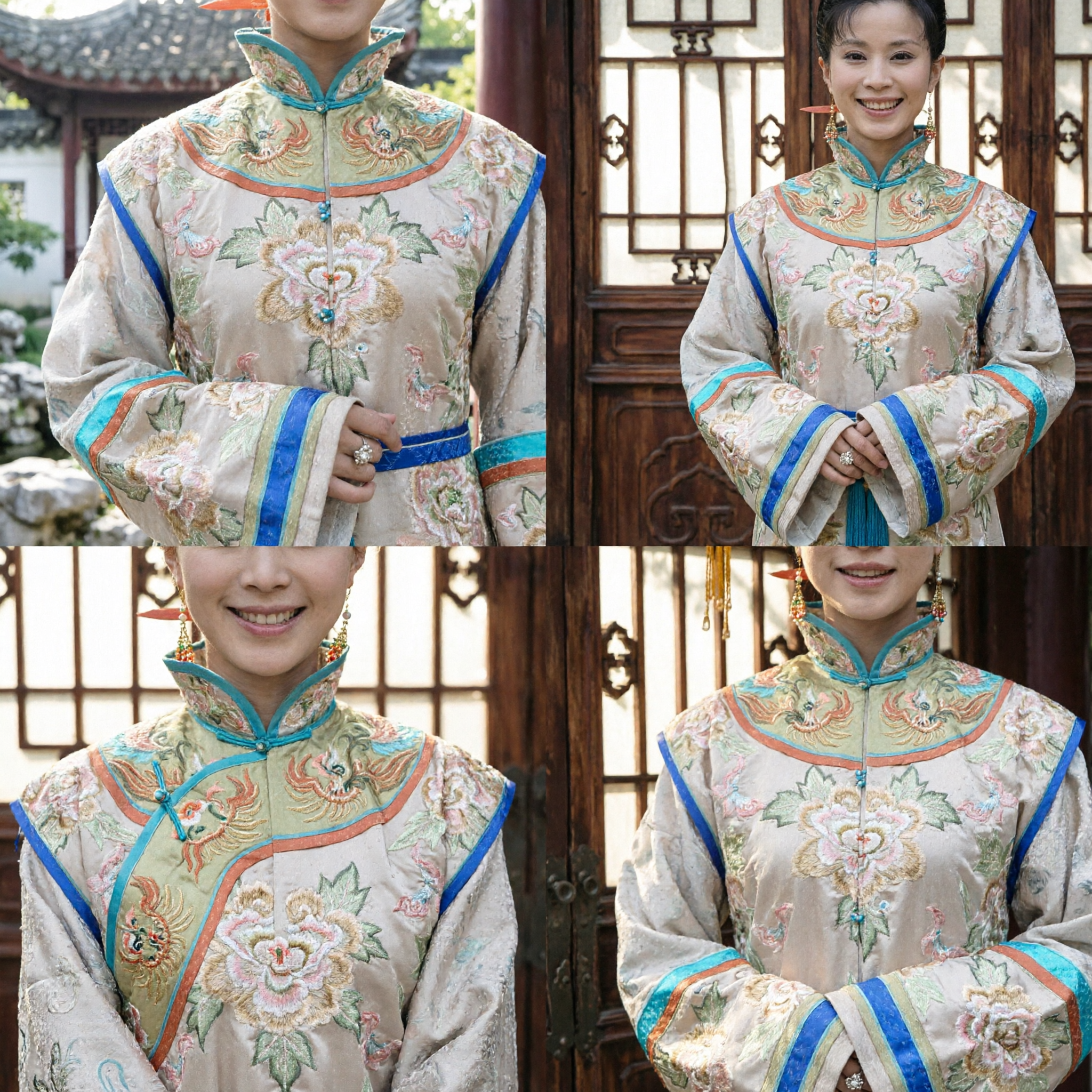 Complete Traditional Chinese Qing Dynasty Empress Costume Set with Embroidered Robe and Headdress for Women - Asian Costume