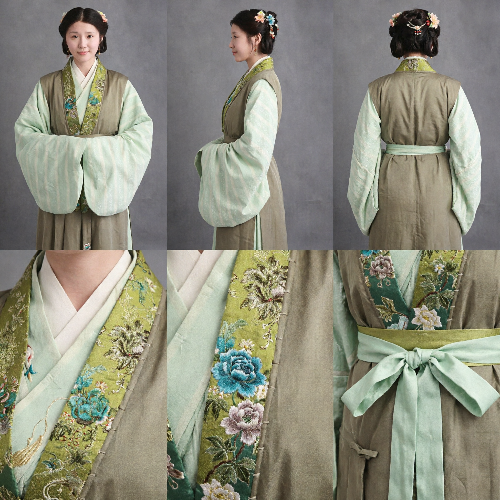 Traje Tradicional Chino Hanfu para Mujeres Estilo Dinastía Ming Conjunto de Chaleco Verde Bordado para Cosplay y Festivales - Asian Costume