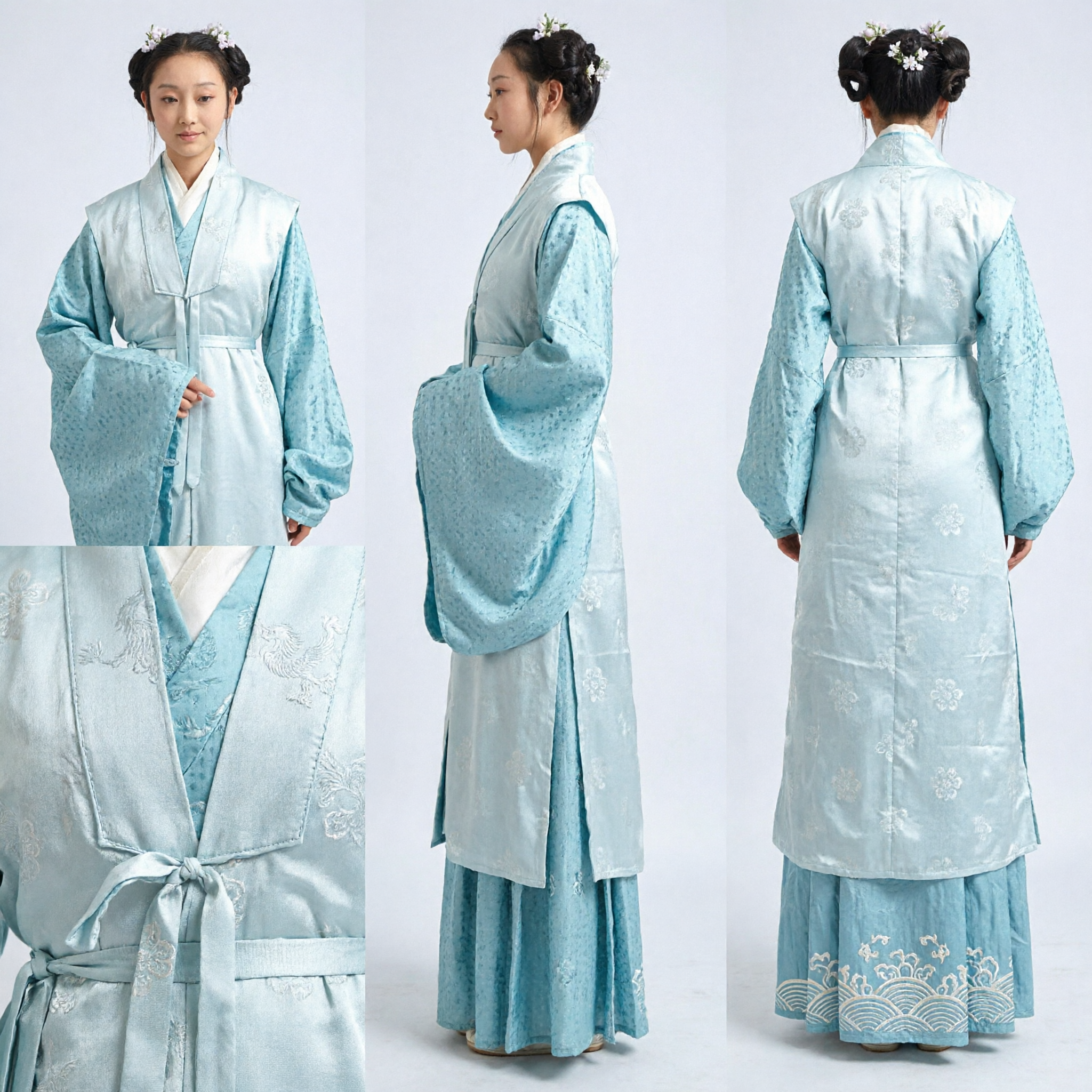 Antikes chinesisches Blaues Hanfu-Kostüm Traditionelle Damenkleidung für Bühnenauftritt und Cosplay - Asian Costume