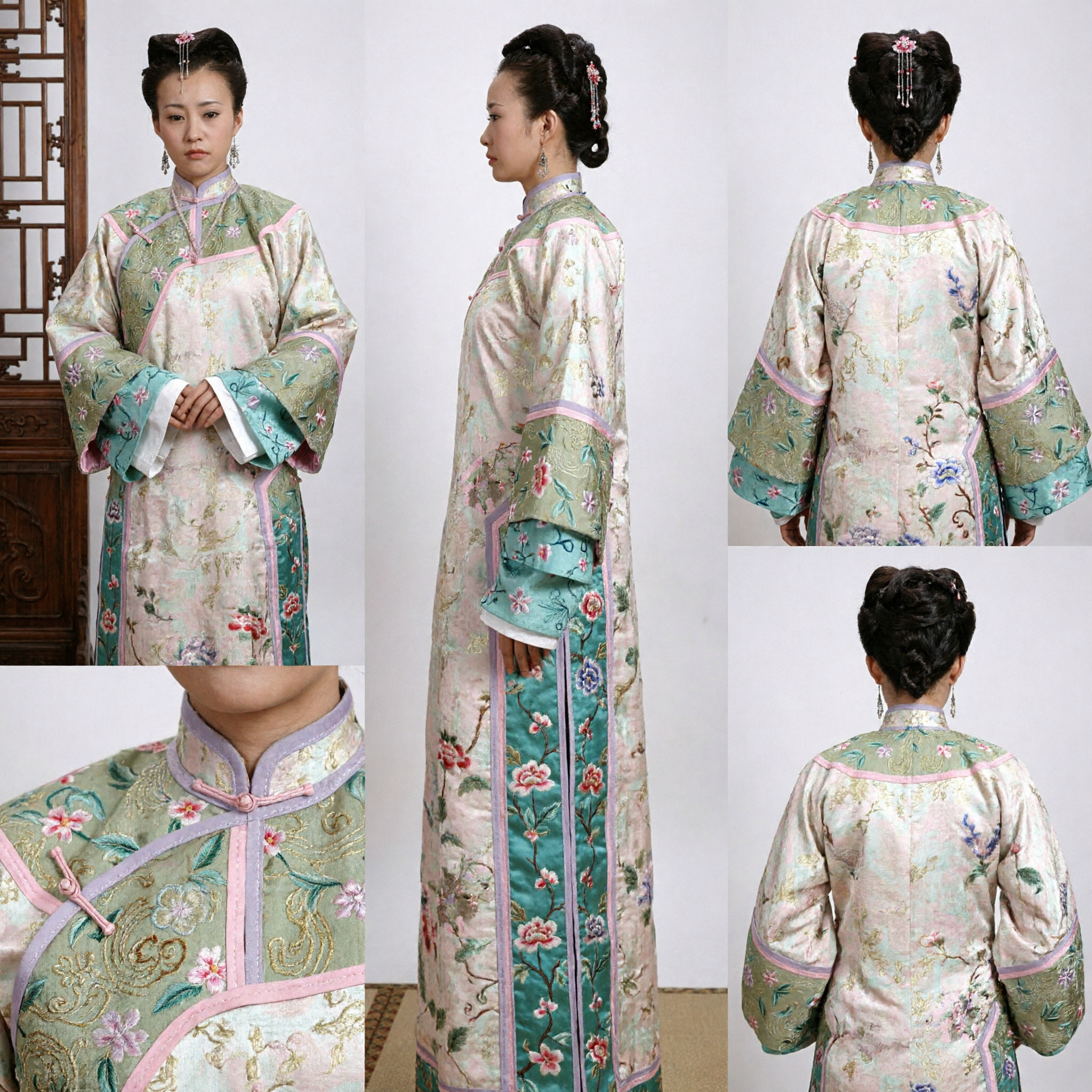 Traje Tradicional Chino Verde para Mujeres Túnica Bordada de la Dinastía Qing Hanfu Antiguo para Cosplay de Drama Histórico - Asian Costume