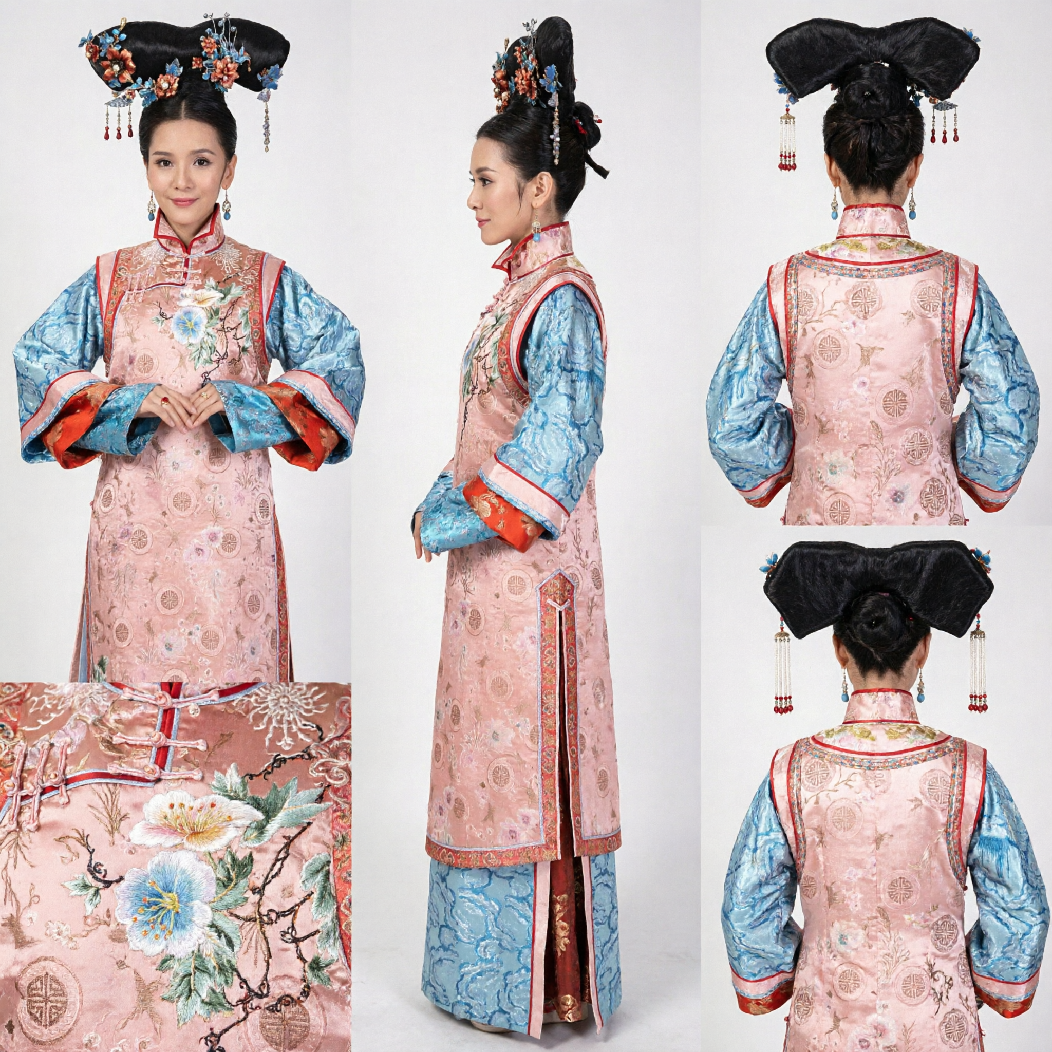 Costume de princesse mandchoue de la dynastie Qing chinoise - Robe ancienne brodée de dame de palais pour femmes - Asian Costume