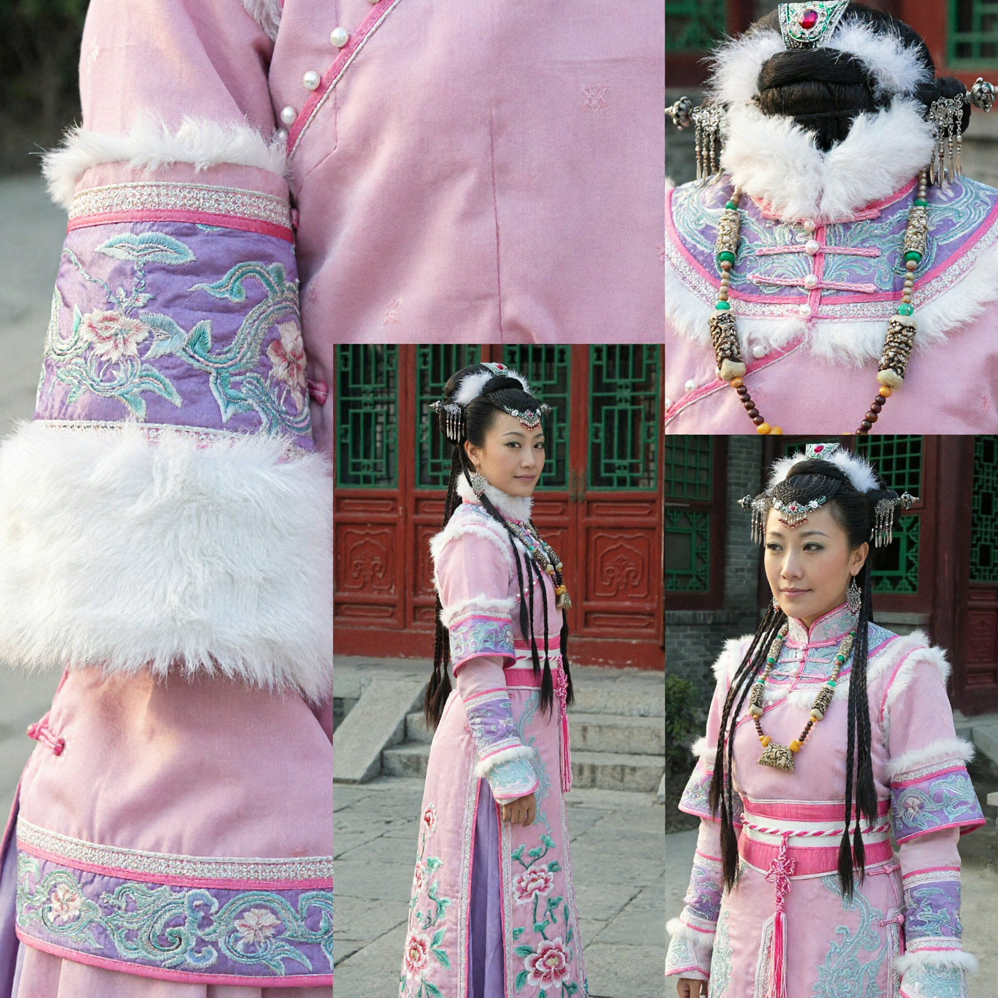 Costume Traditionnel Chinois de Princesse Mongole Rose - Vêtement Ancien de la Dynastie Qing pour Femmes pour Spectacles sur Scène et Cosplay - Asian Costume
