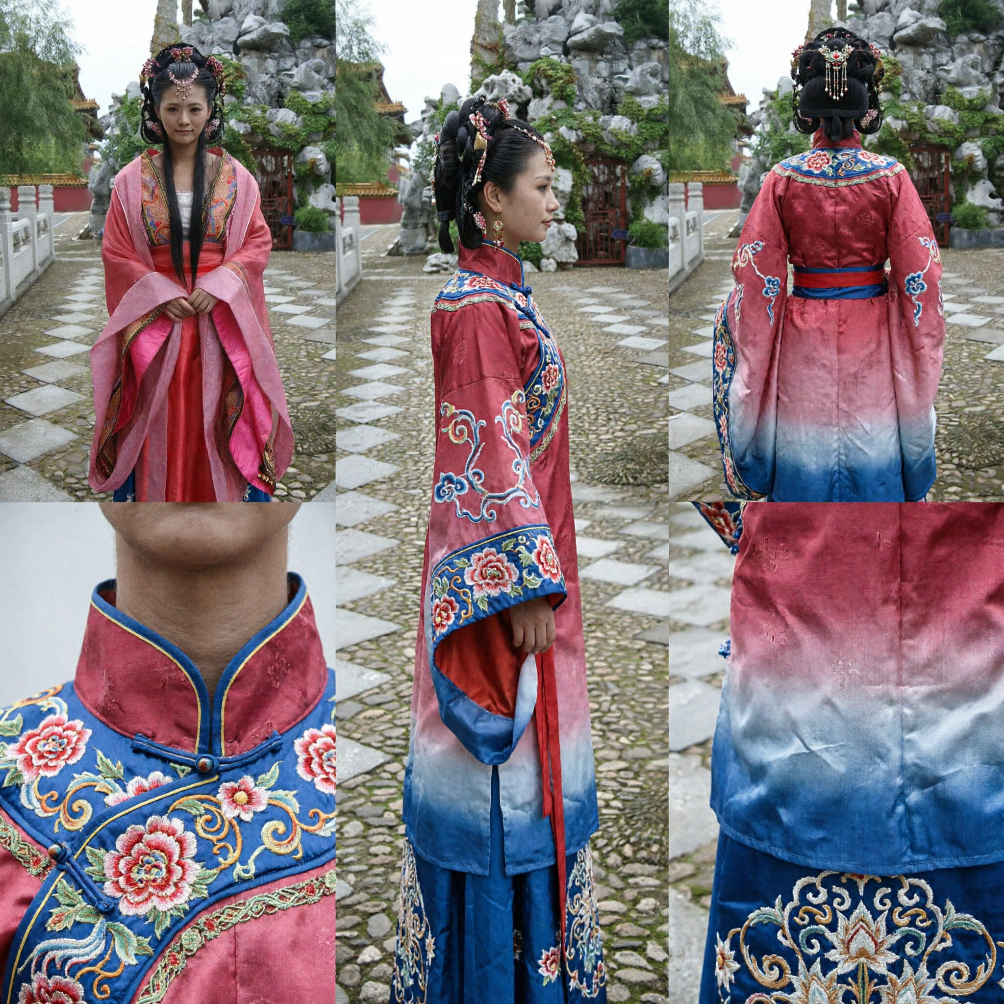 Różowy tradycyjny chiński strój Hanfu dla kobiet, starożytna suknia damy dworskiej do cosplayu i fotografii - Asian Costume