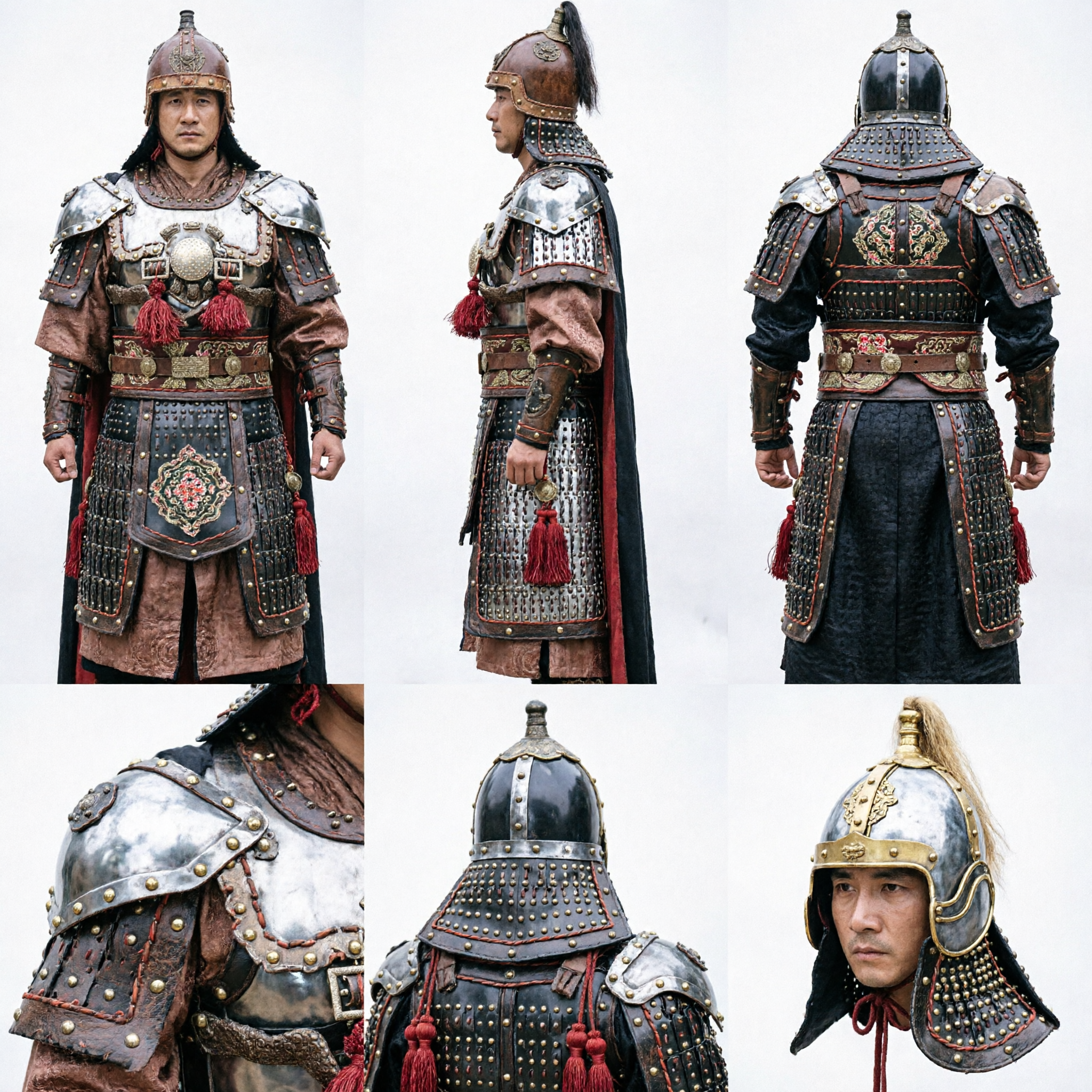 Antikes chinesisches General-Rüstungskostüm für Männer traditionelles Drei-Reiche-Krieger-Outfit mit Helm für Cosplay - Asian Costume