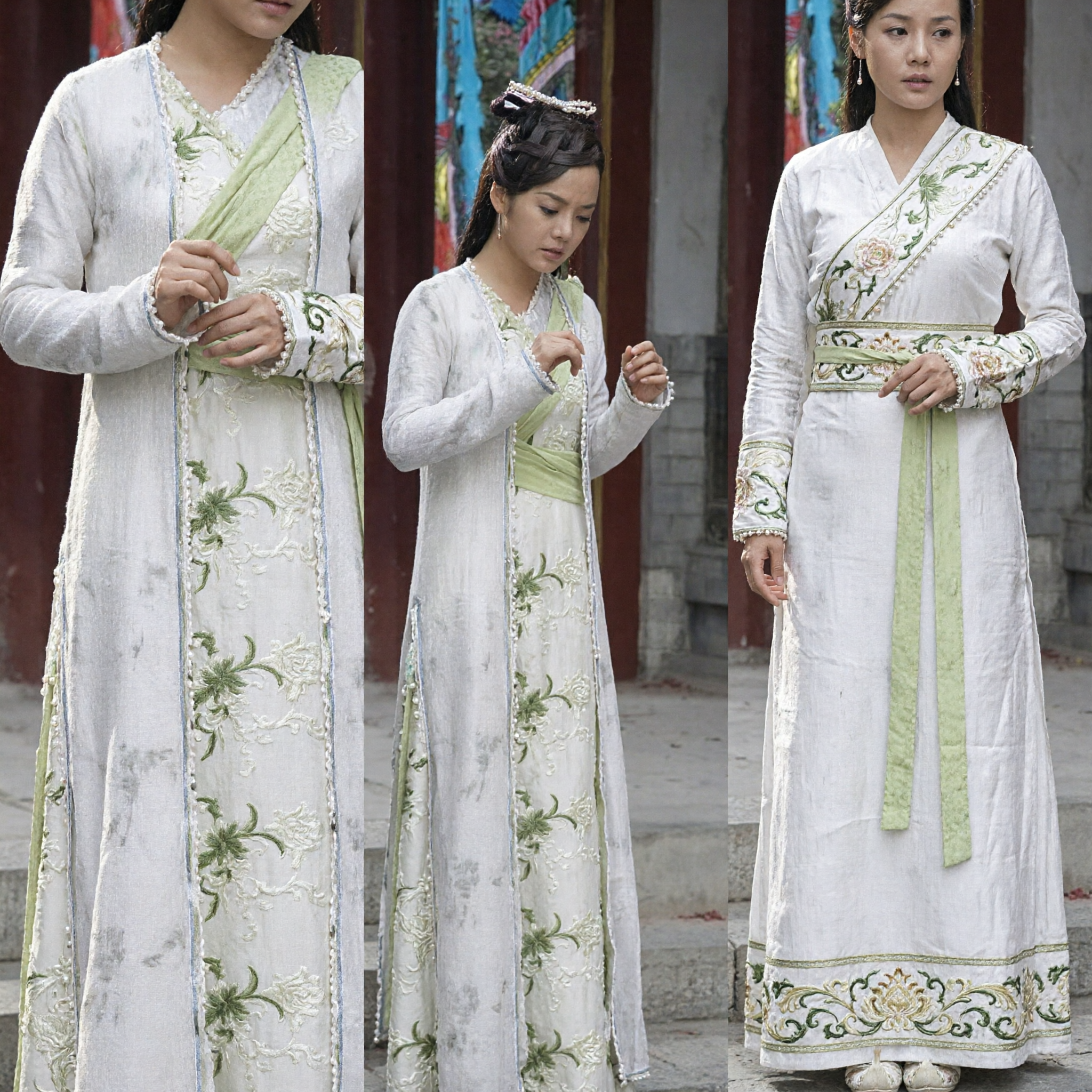 Elegante Bata Hanfu China Antigua Bordada Blanca Traje de Hada para Mujer para Cosplay de Drama Histórico - Asian Costume