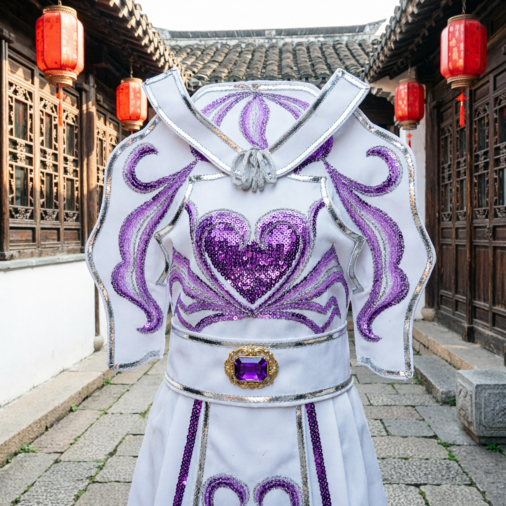 Tradycyjny chiński Hanfu Fioletowo-srebrny haftowany akcesorium kołnierz w chmury dla kobiet do starożytnych strojów - Asian Costume