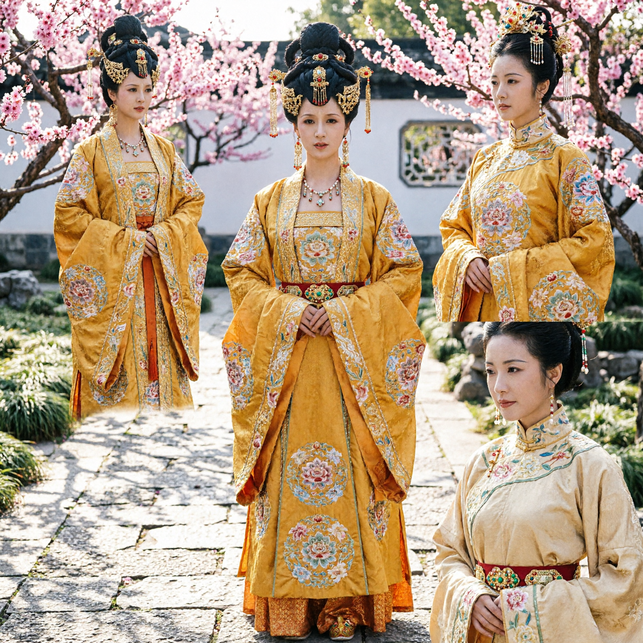 Costume Principessa Palazzo Dinastia Tang Tradizionale Cinese Abito Hanfu Giallo Ricamato per Donne per Fotografia - Asian Costume