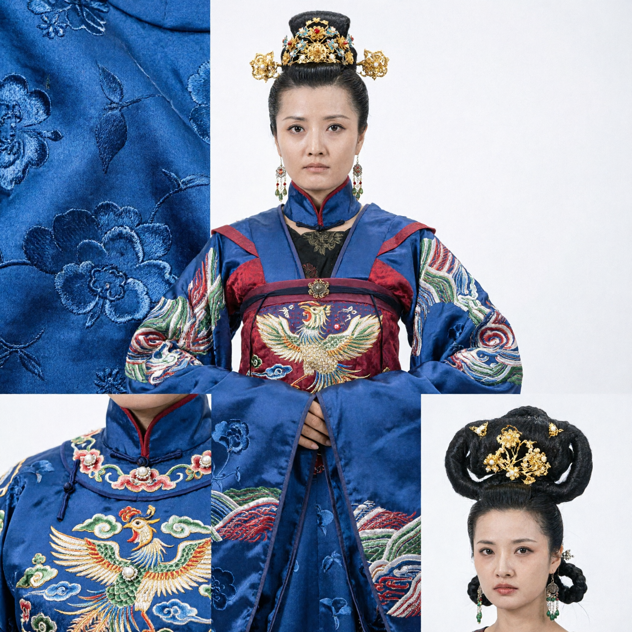Traditioneel Chinees Tang-dynastie Keizerlijke Concubine Kostuum Blauw Geborduurde Hanfu Oud Paleisjurk voor Vrouwen - Asian Costume