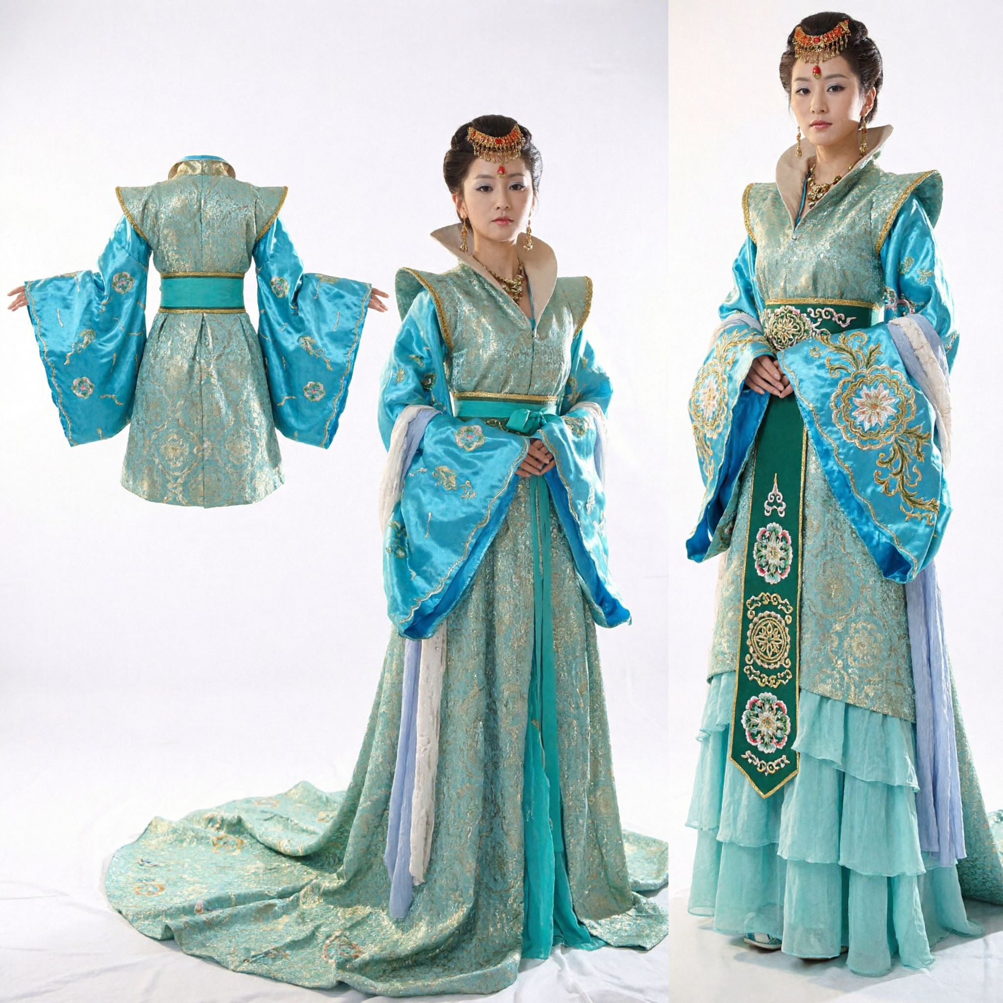 Traditioneel Chinees Oud Prinses Kostuum Blauwe Tang-dynastie Hanfu-jurk Keizerin Outfit voor Vrouwen Podiumoptreden - Asian Costume