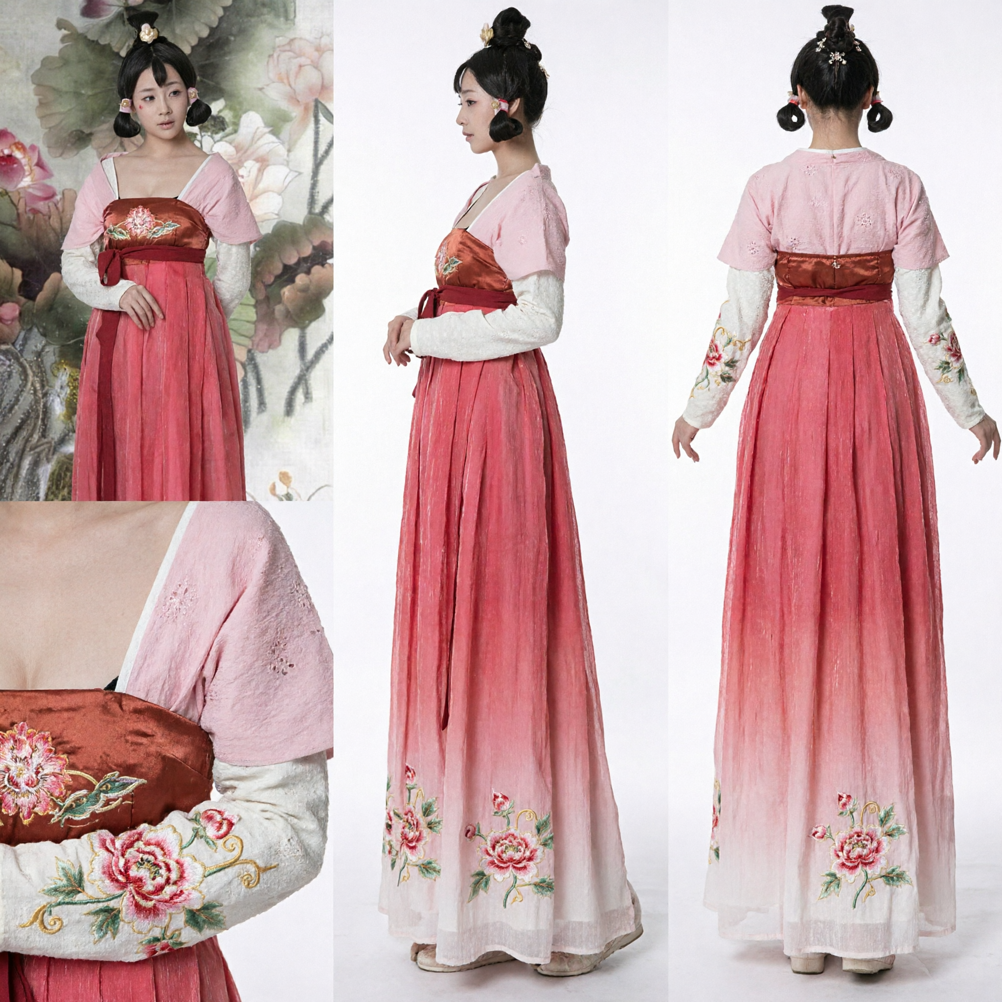Ancient Chinese Tang Dynasty Princess Hanfu Costume Pink Traditional Palace Lady Dress for Women Cosplay - Asian Costume