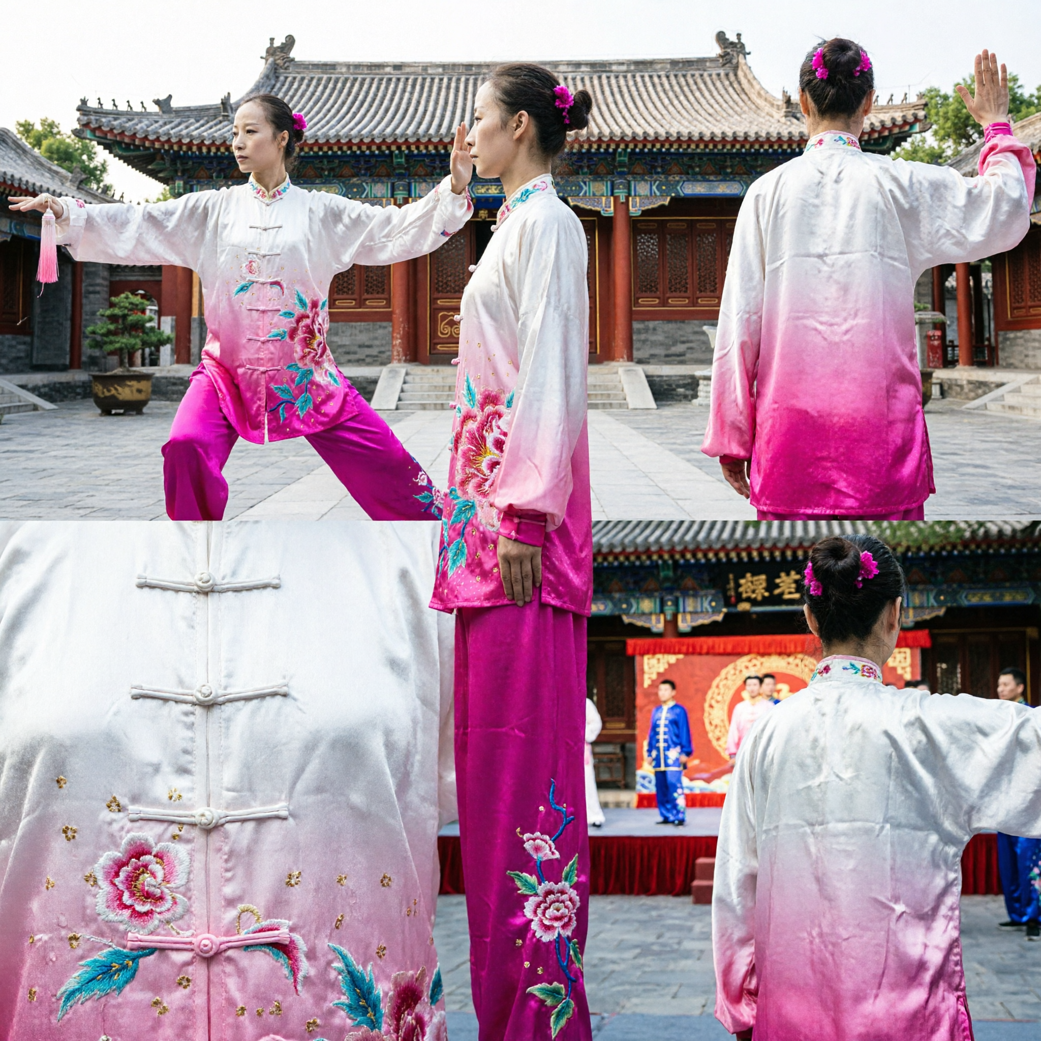 Женская традиционная форма Тайцзи, шелковый вышитый набор костюма Ушу Кунг-Фу для соревнований и выступлений - Asian Costume