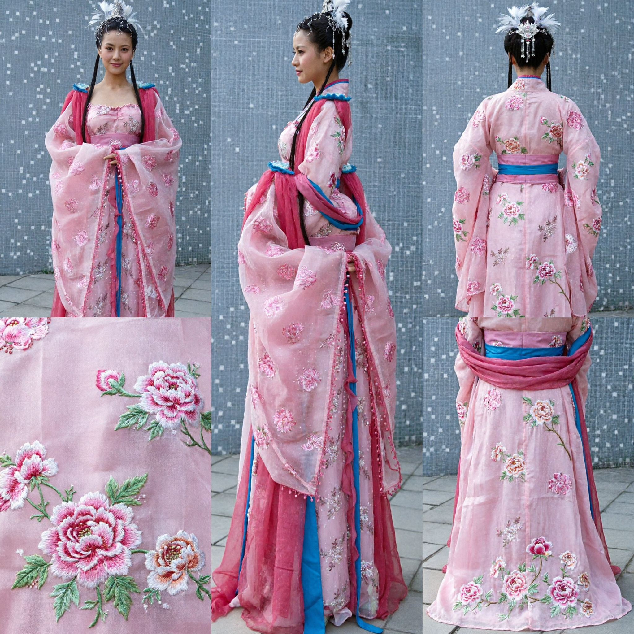 Wyszukana różowa starożytna chińska suknia Hanfu, kostium wróżki księżniczki z dynastii Tang dla kobiet do występów - Asian Costume