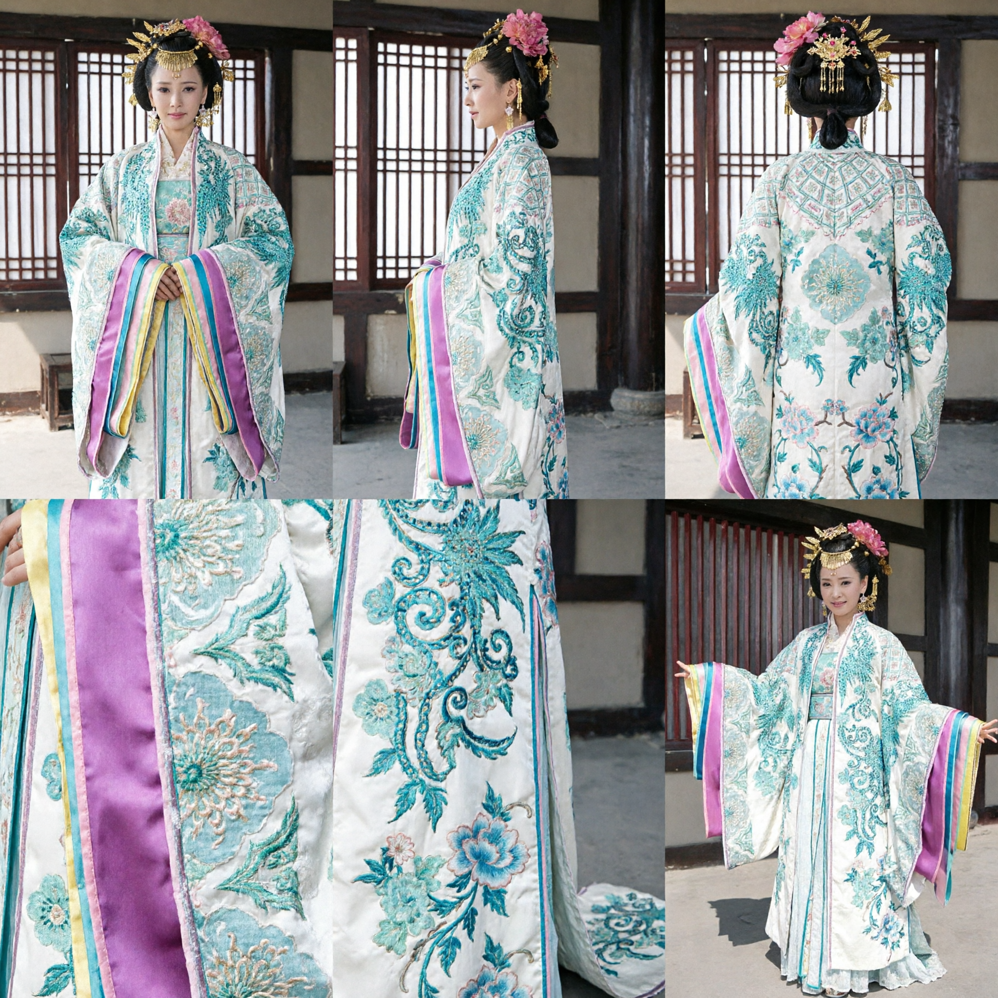 고대 중국 공주 한푸 의상 전통 흰색과 파란색 자수 궁중 드레스 여성 코스프레용 - Asian Costume
