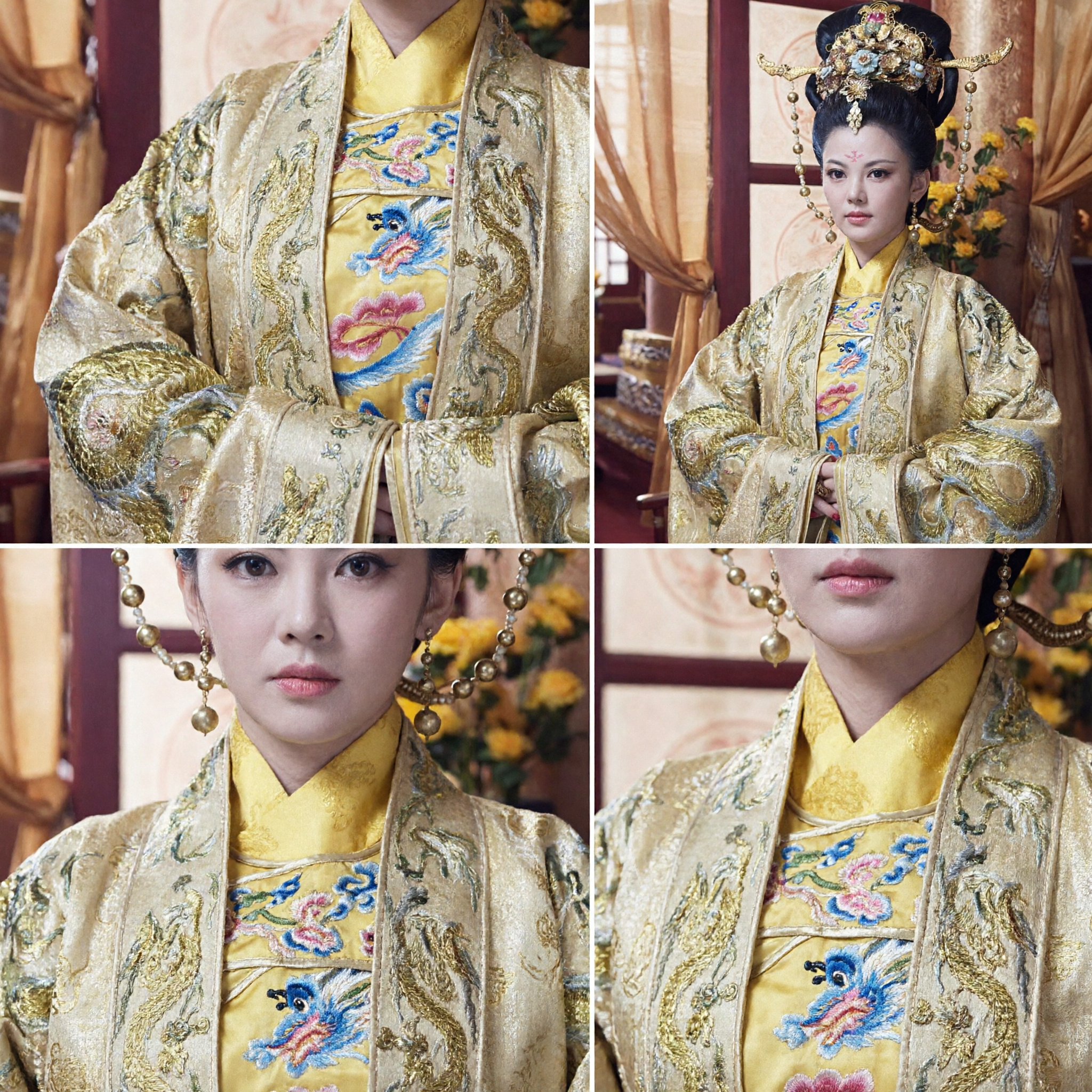 Costume d'impératrice traditionnel chinois - Robe du dragon jaune, robe Hanfu de dynastie ancienne pour femmes pour spectacle sur scène et cosplay - Asian Costume