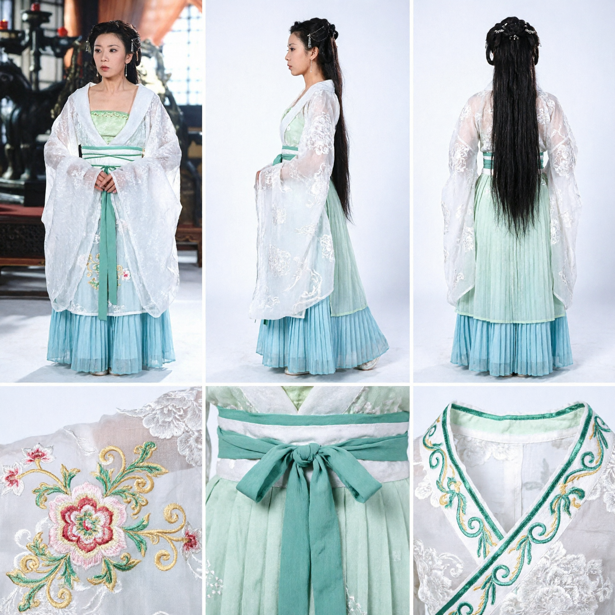 Traje Hanfu de Fada Chinesa Antiga, Verde e Branco, Vestido Tradicional da Dinastia Tang para Mulheres, Cosplay - Asian Costume