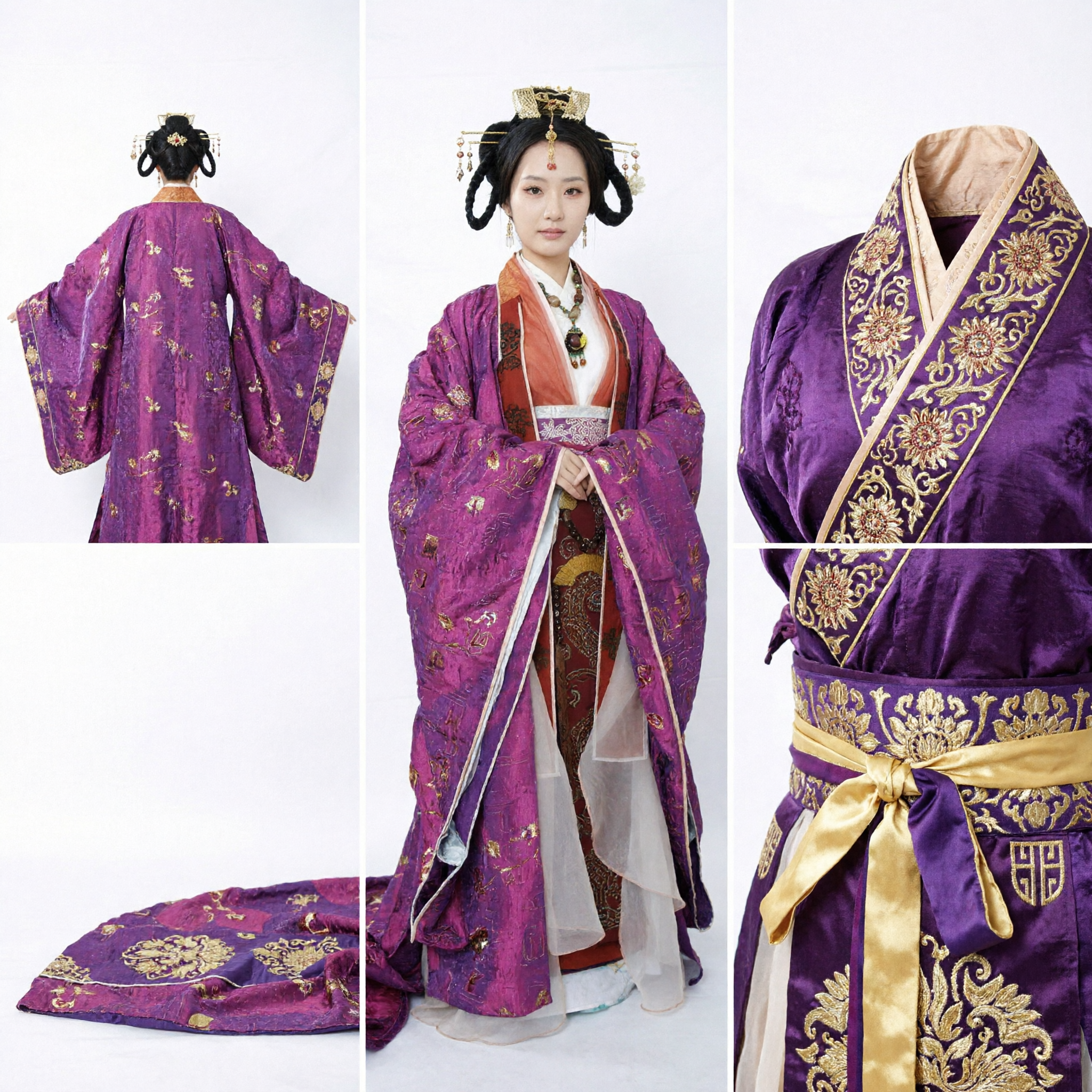 Elegancki fioletowy starożytny chiński kostium cesarzowej Hanfu Tradycyjna szata dla kobiet do historycznego cosplayu i fotografii - Asian Costume