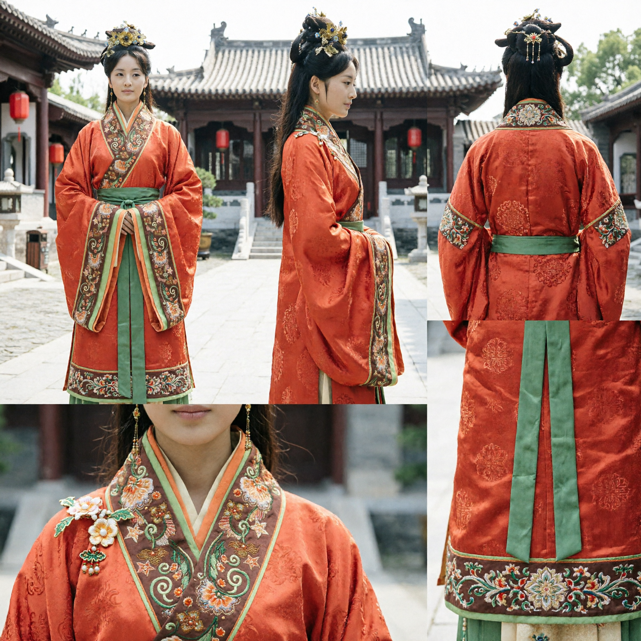 Traditioneel Chinees Antieke Prinses Kostuum Oranje Hanfu Jurken met Exquisiet Borduurwerk voor Vrouwen Cosplay Optreden - Asian Costume