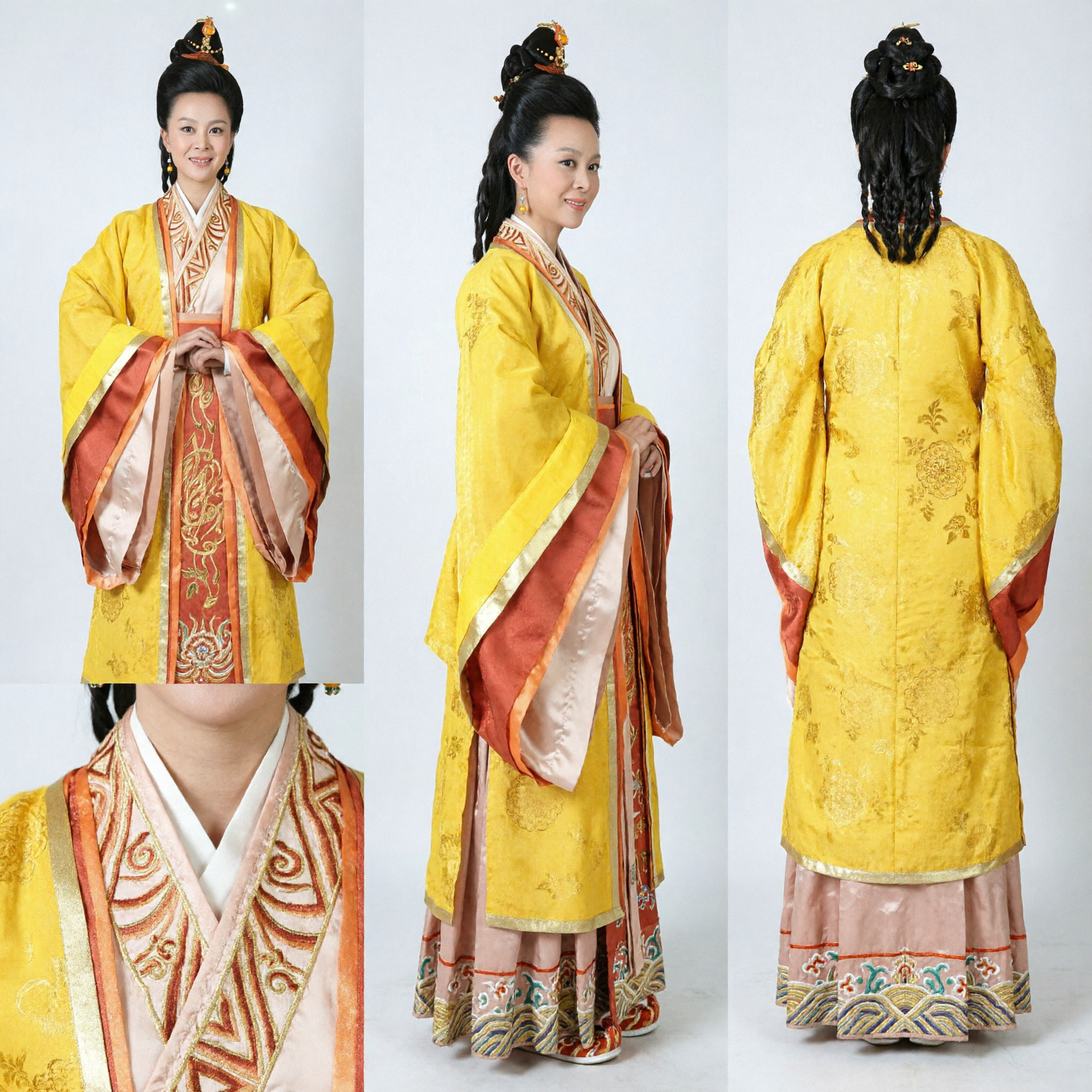 Costume d'Impératrice Chinoise Ancienne pour Femmes, Robe Hanfu Jaune, Robe de Noble Dame Traditionnelle pour Cosplay et Performance sur Scène - Asian Costume
