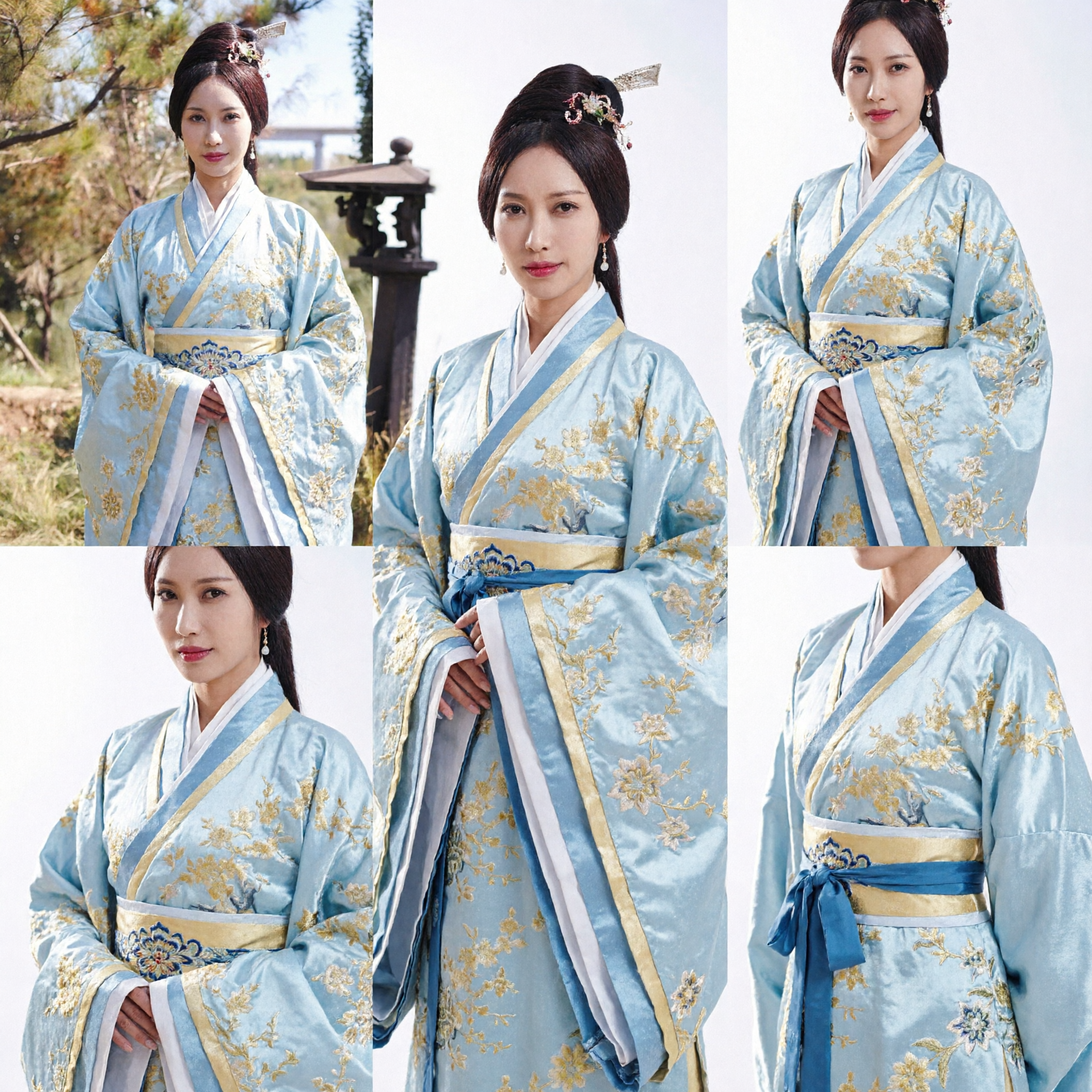Costume Tradizionale Cinese Hanfu, Abito da Antica Dama di Palazzo con Veste Ricamata Blu per Cosplay e Fotografia Femminile - Asian Costume