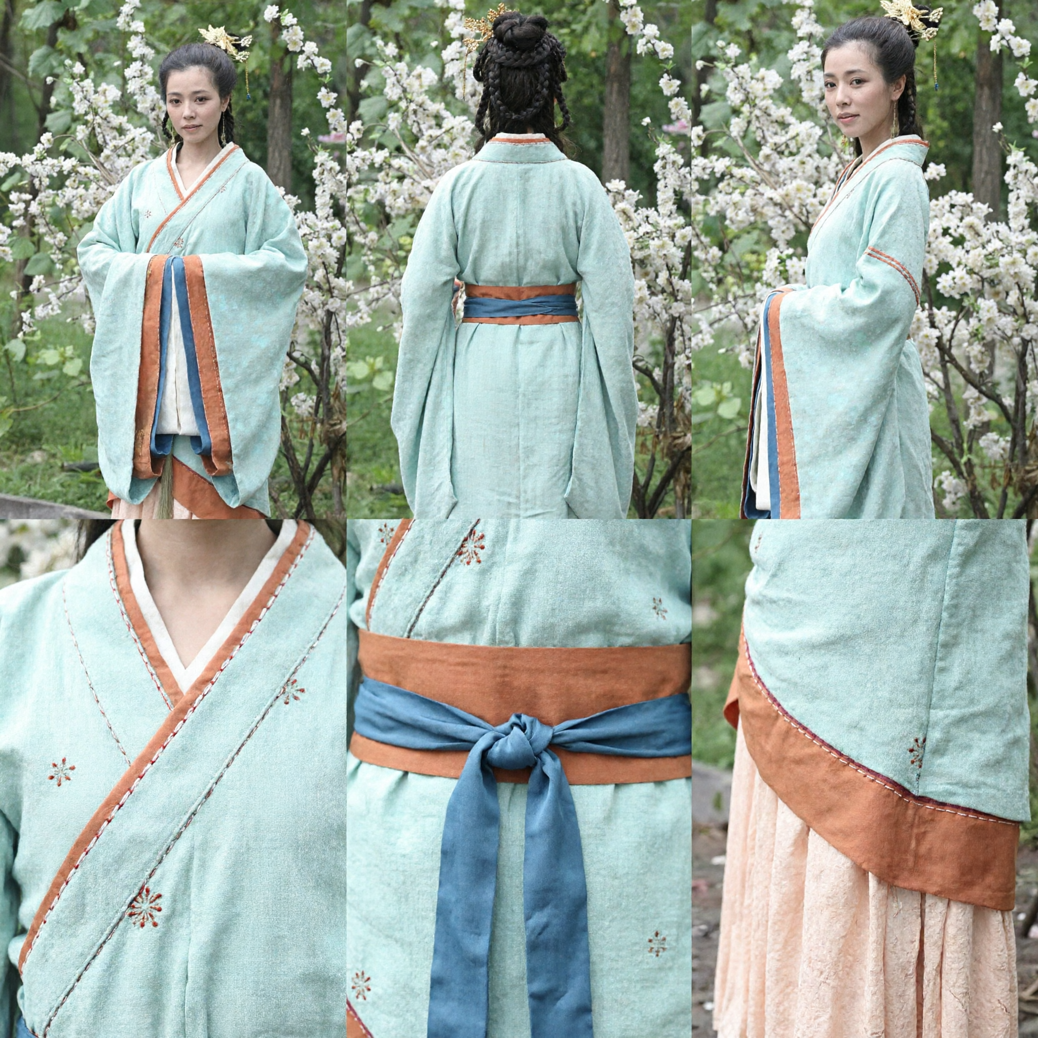 Traditionelles chinesisches Hanfu-Antikkostüm für Frauen, hellblaues Gewand und Faltenrock-Set für historisches Cosplay - Asian Costume
