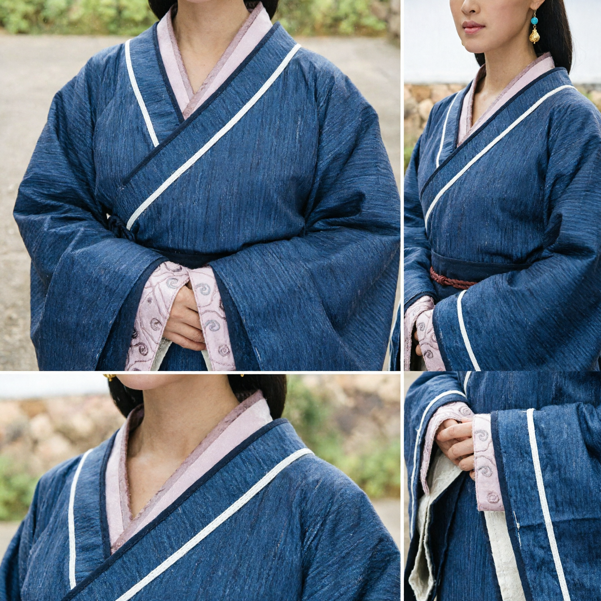 Oude Chinese Adellijke Dame Kostuum Blauwe Hanfu Jurk met Gouden Kroon Historisch Drama Outfit voor Vrouwen - Asian Costume