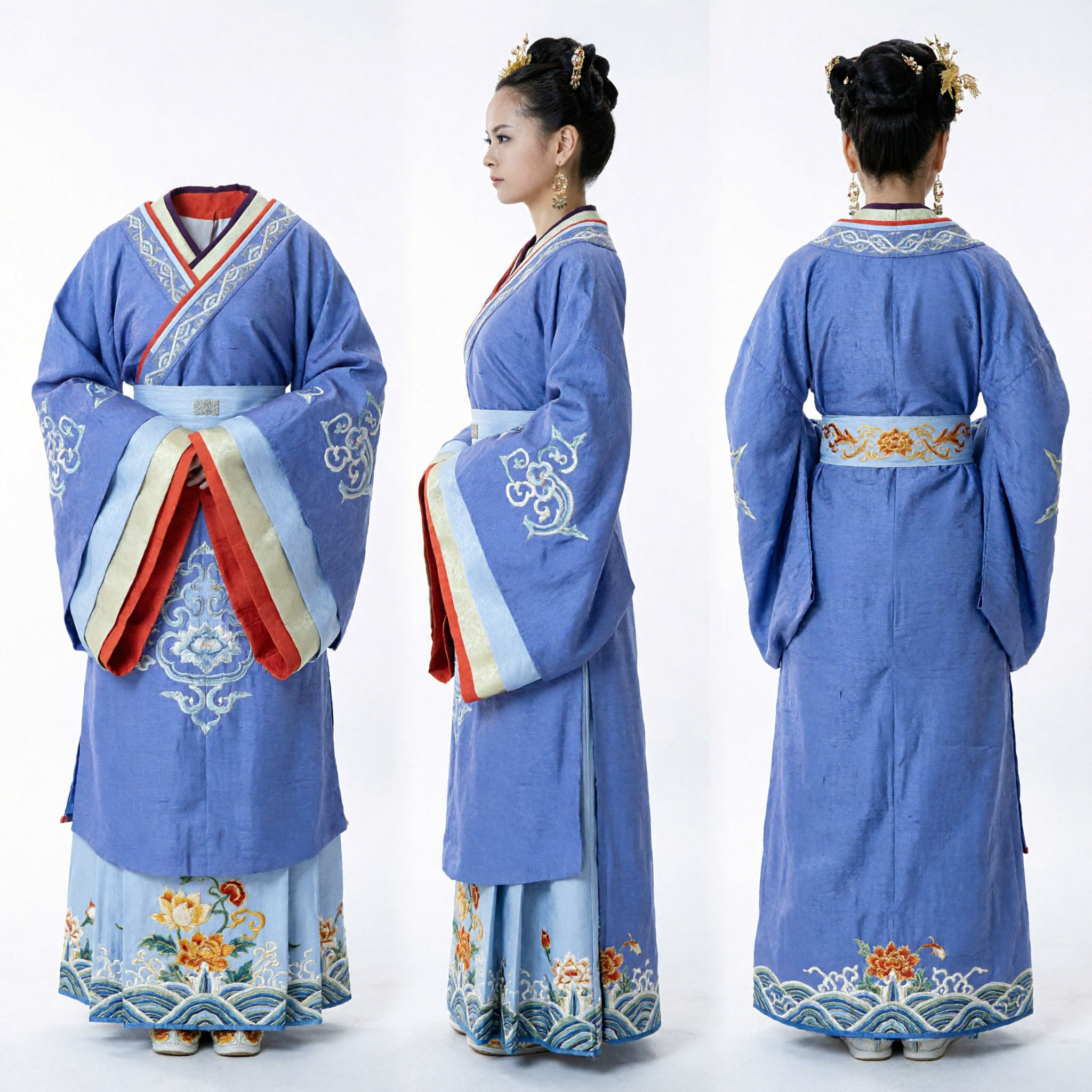 Traje Hanfu Azul Antigo Chinês Elegante, Vestido Tradicional para Cosplay de Mulher Nobre da Dinastia Han - Asian Costume