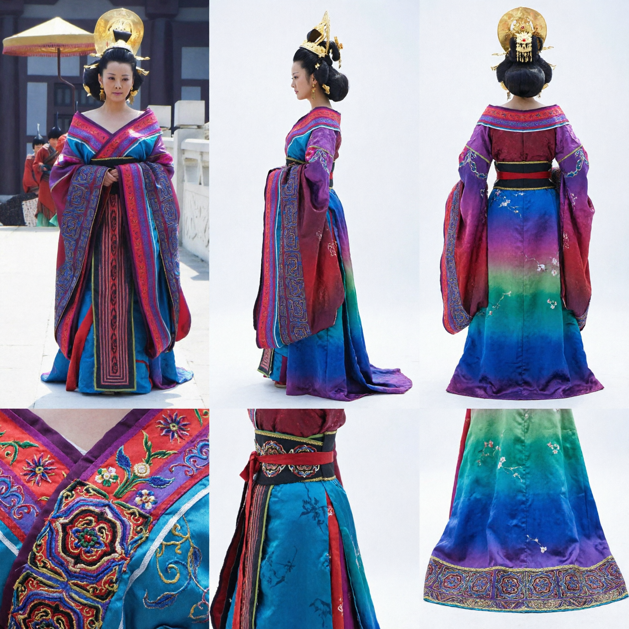 Vrouwen Oud Chinese Keizerin Hanfu-kostuum Traditioneel Koninklijk Hofjurk Historische Cosplay Outfit met Hoofdtooi - Asian Costume