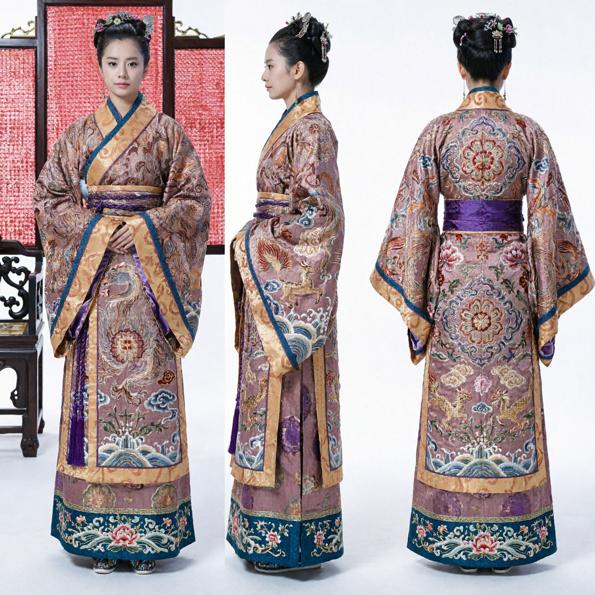 Antikes chinesisches Kaiserpalast-Kostüm Traditionelles Ming-Dynastie Brokat Hanfu-Kleid für Frauen Historisches Cosplay - Asian Costume