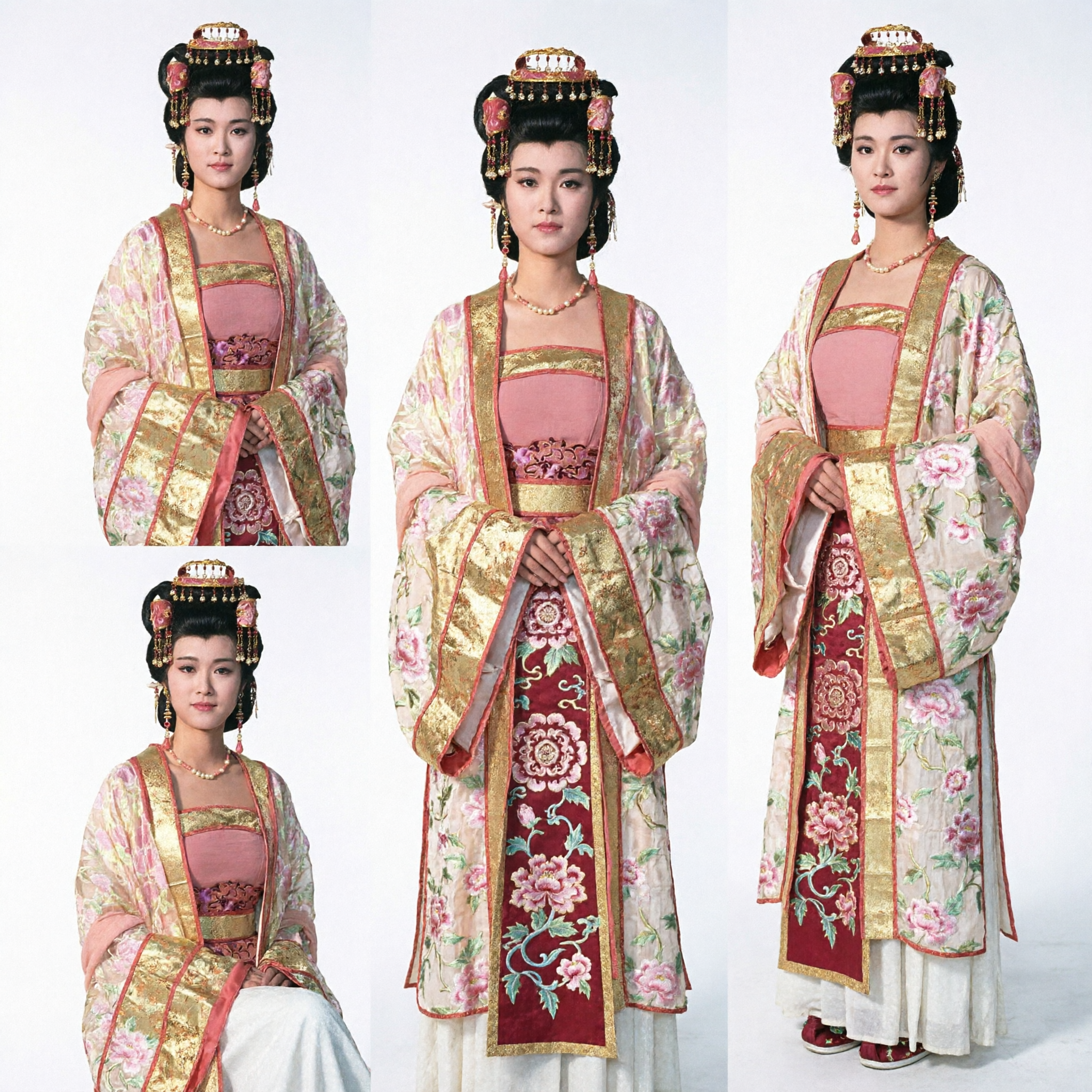 Tradycyjny chiński kostium cesarzowej z dynastii Tang Hanfu różowo-złota królewska suknia dla kobiet kostium historyczny cosplay - Asian Costume