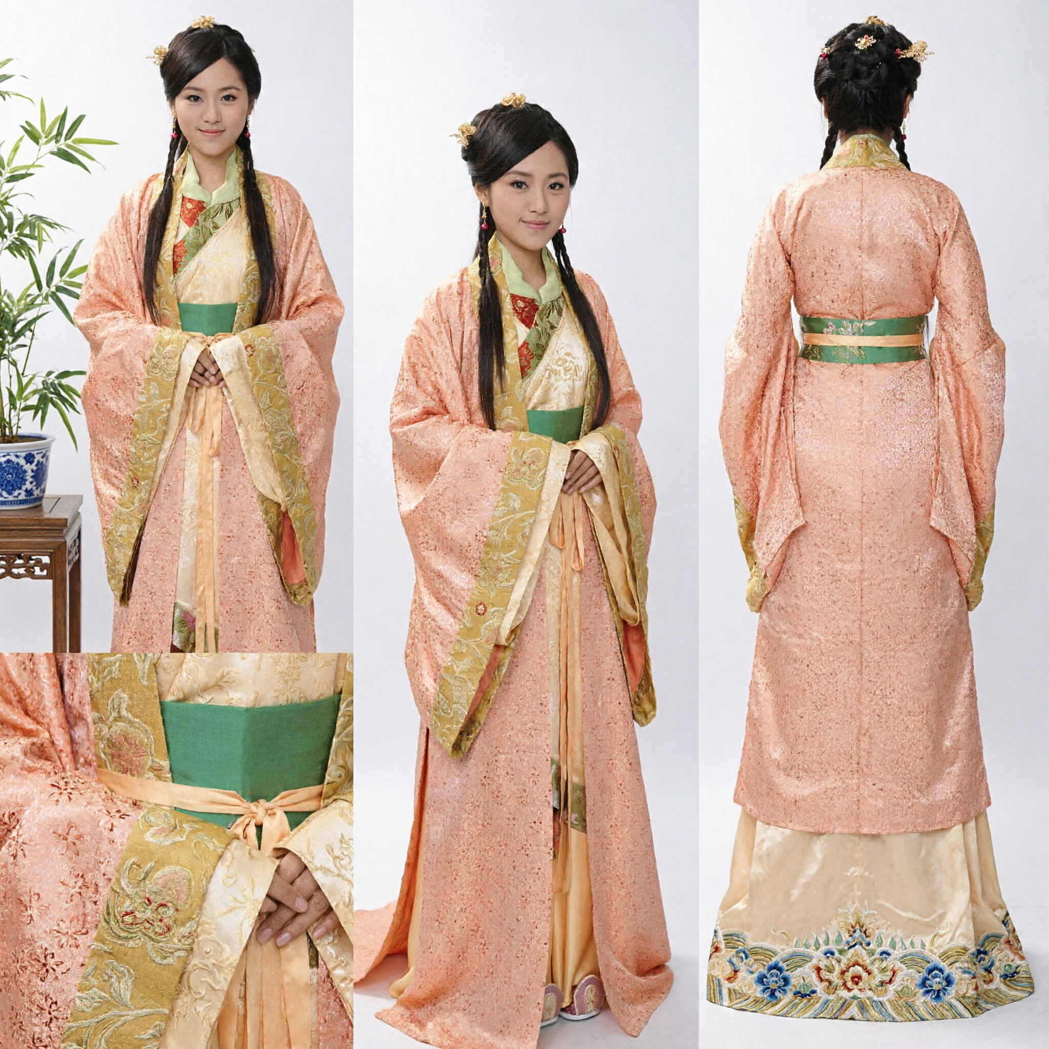 Ancient Chinese Hanfu Costume Traditional Peach and Gold Princess Robe for Women Cosplay Performance - Asian Costume