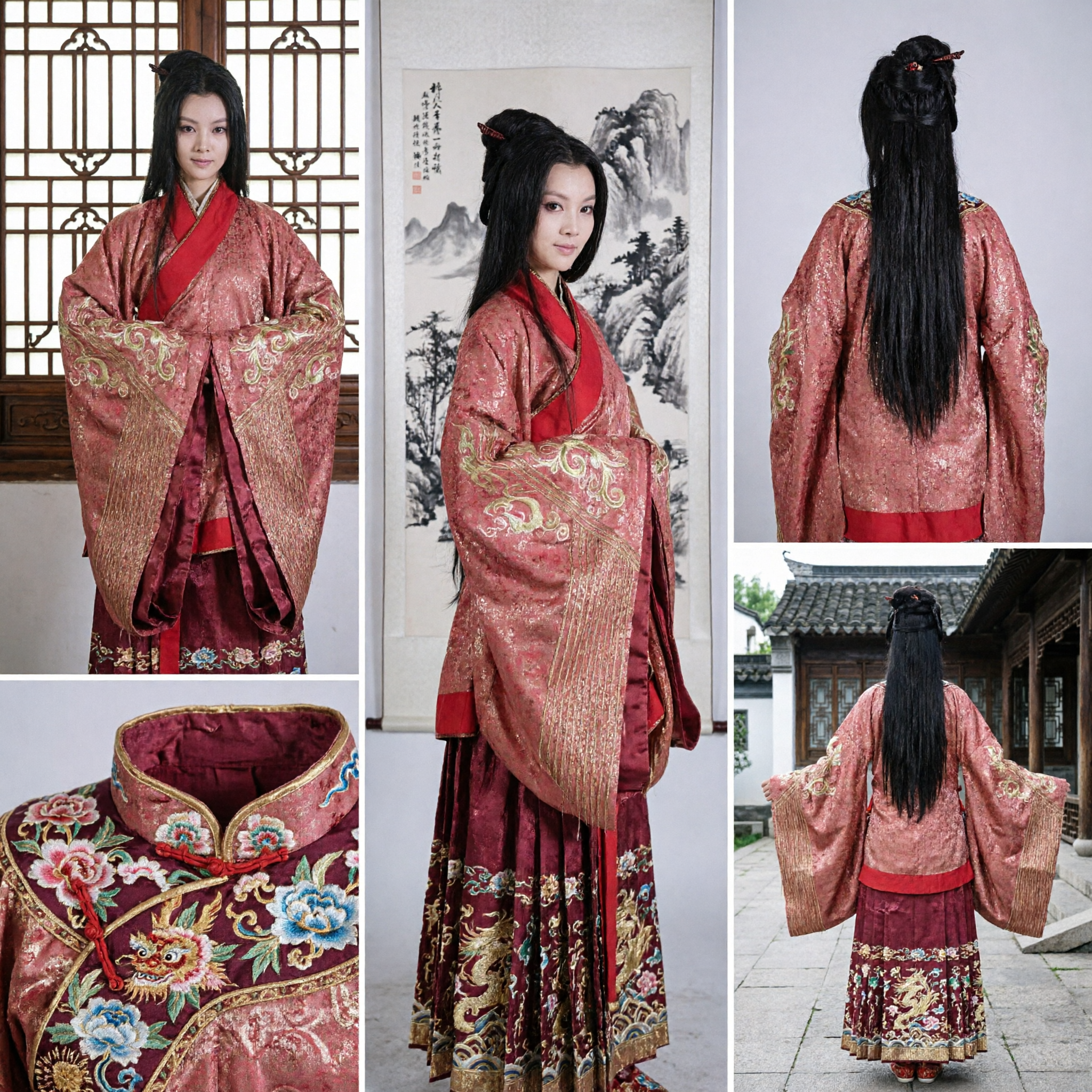 Oud Chinees Rood Hanfu Kostuum met Goud Borduurwerk Traditionele Historische Jurken voor Vrouwen Cosplay - Asian Costume